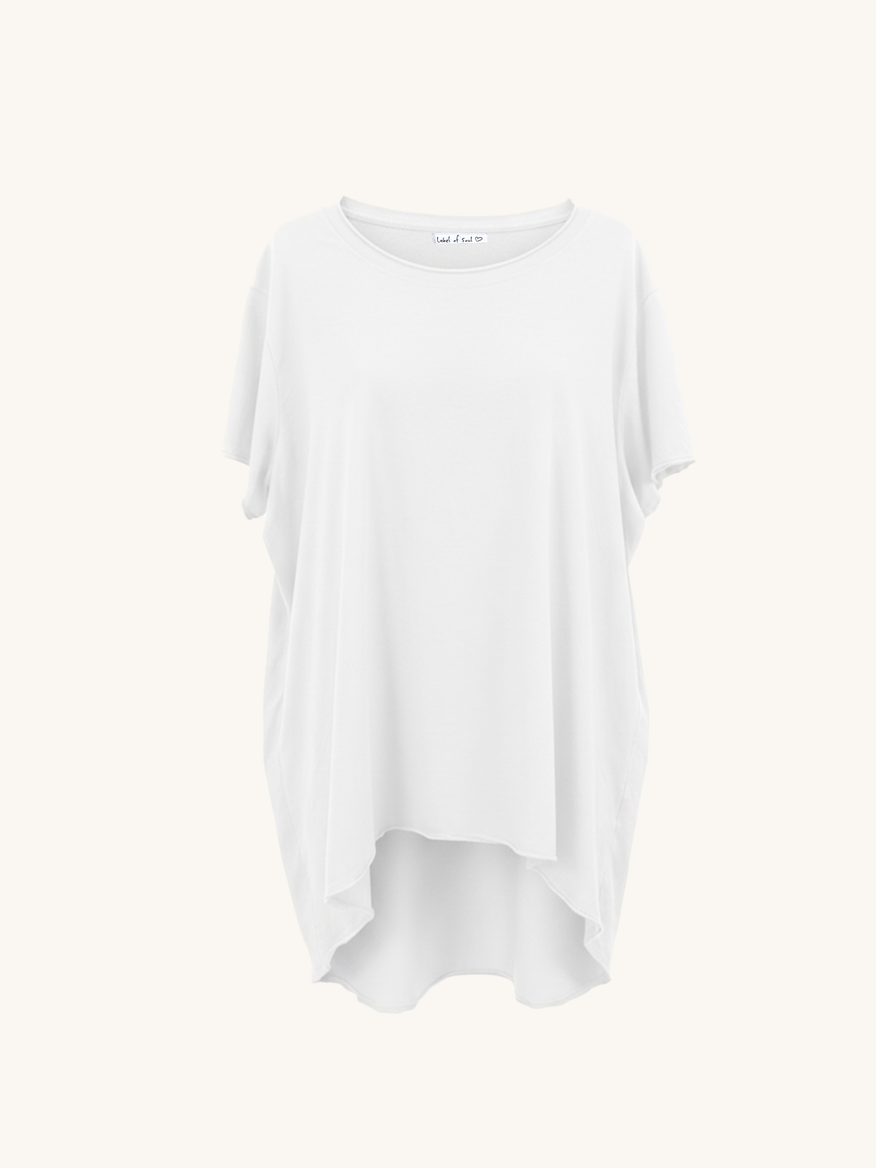 Basic Vokuhila Kurzarmshirt - Weiss