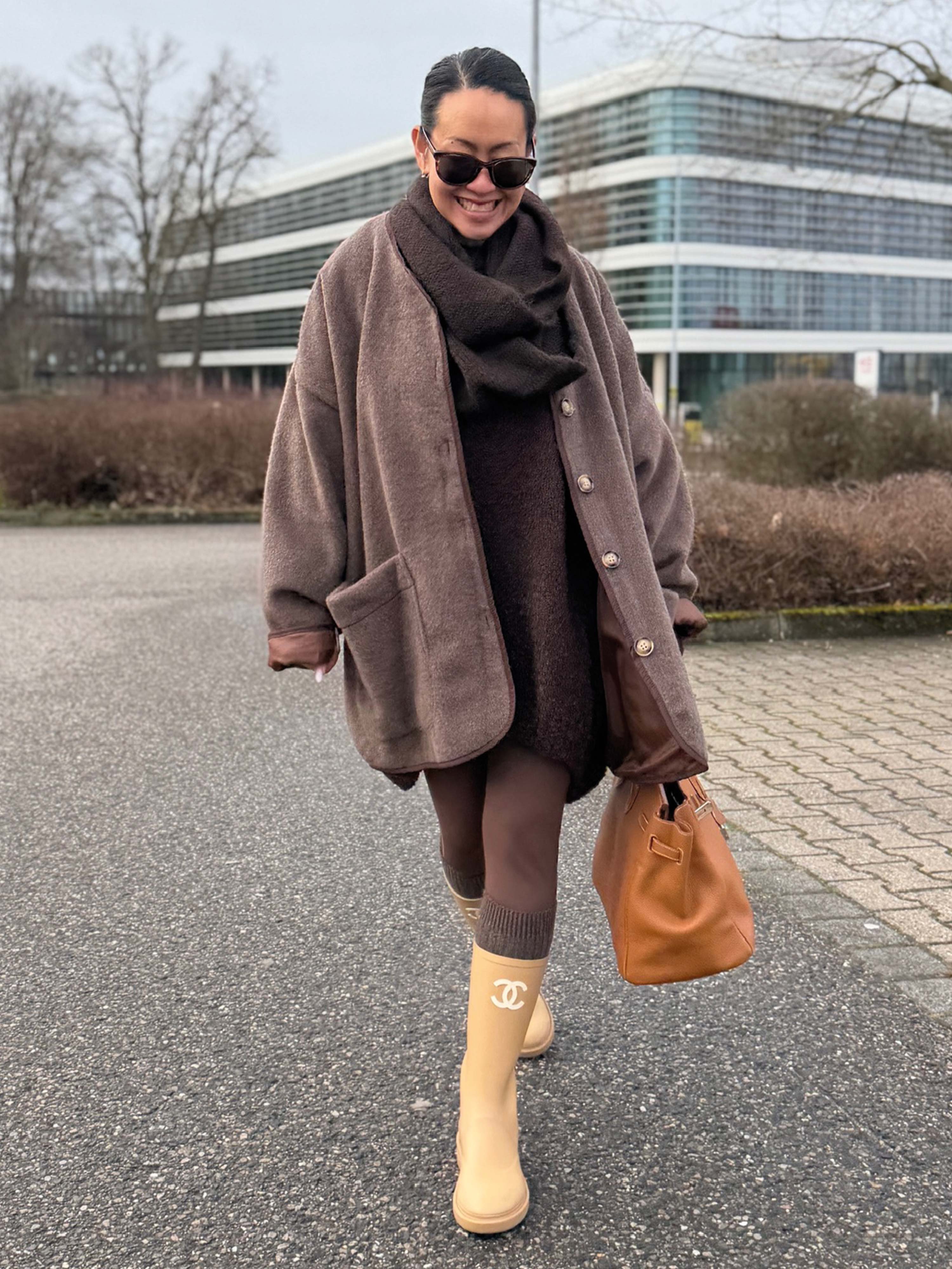 Oversize Jacke - SIGNATURE - Schoko inkl. Gratisbrosche