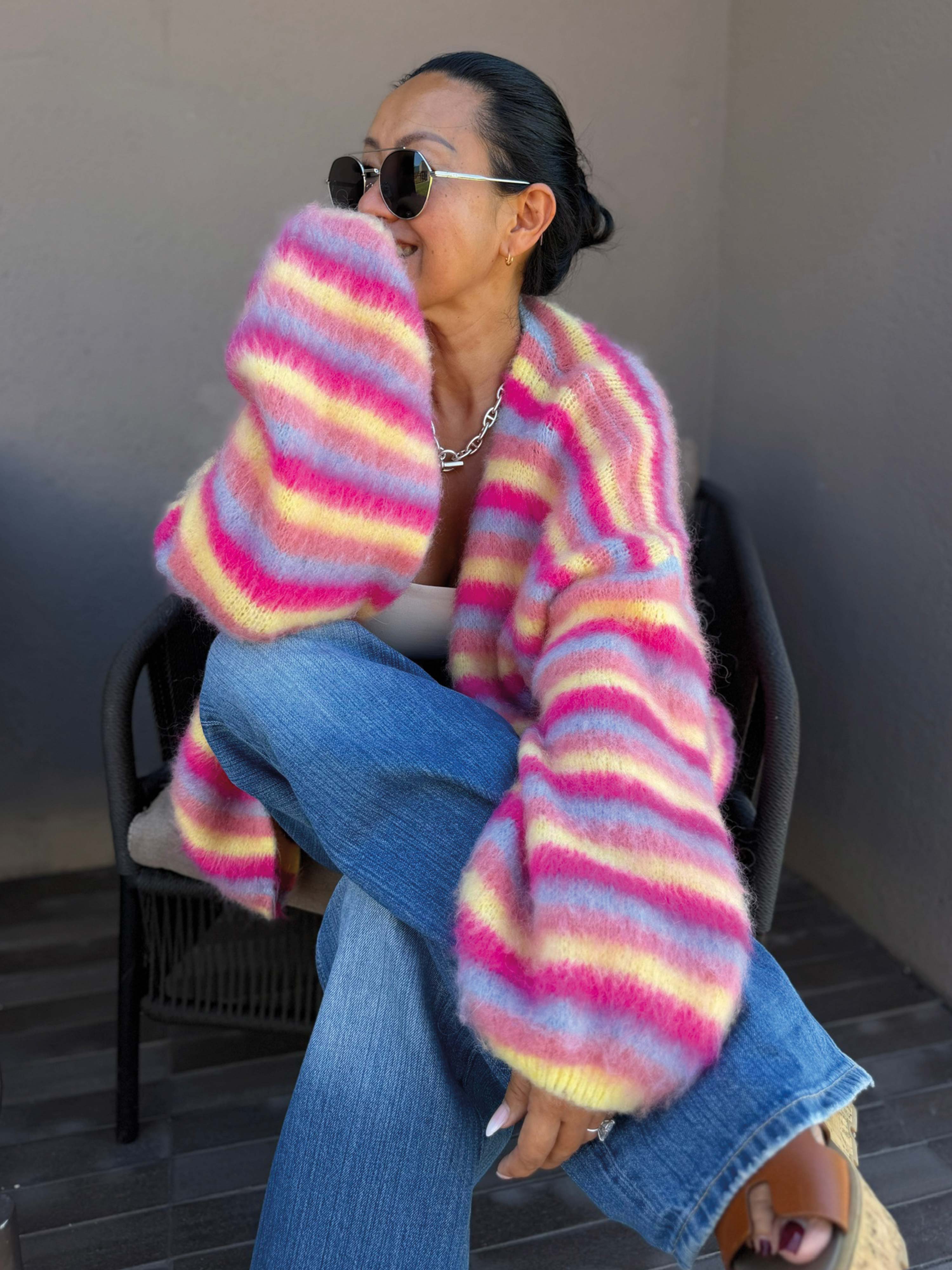Oversize Cardigan - FLUFFY - Rainbow Bunt