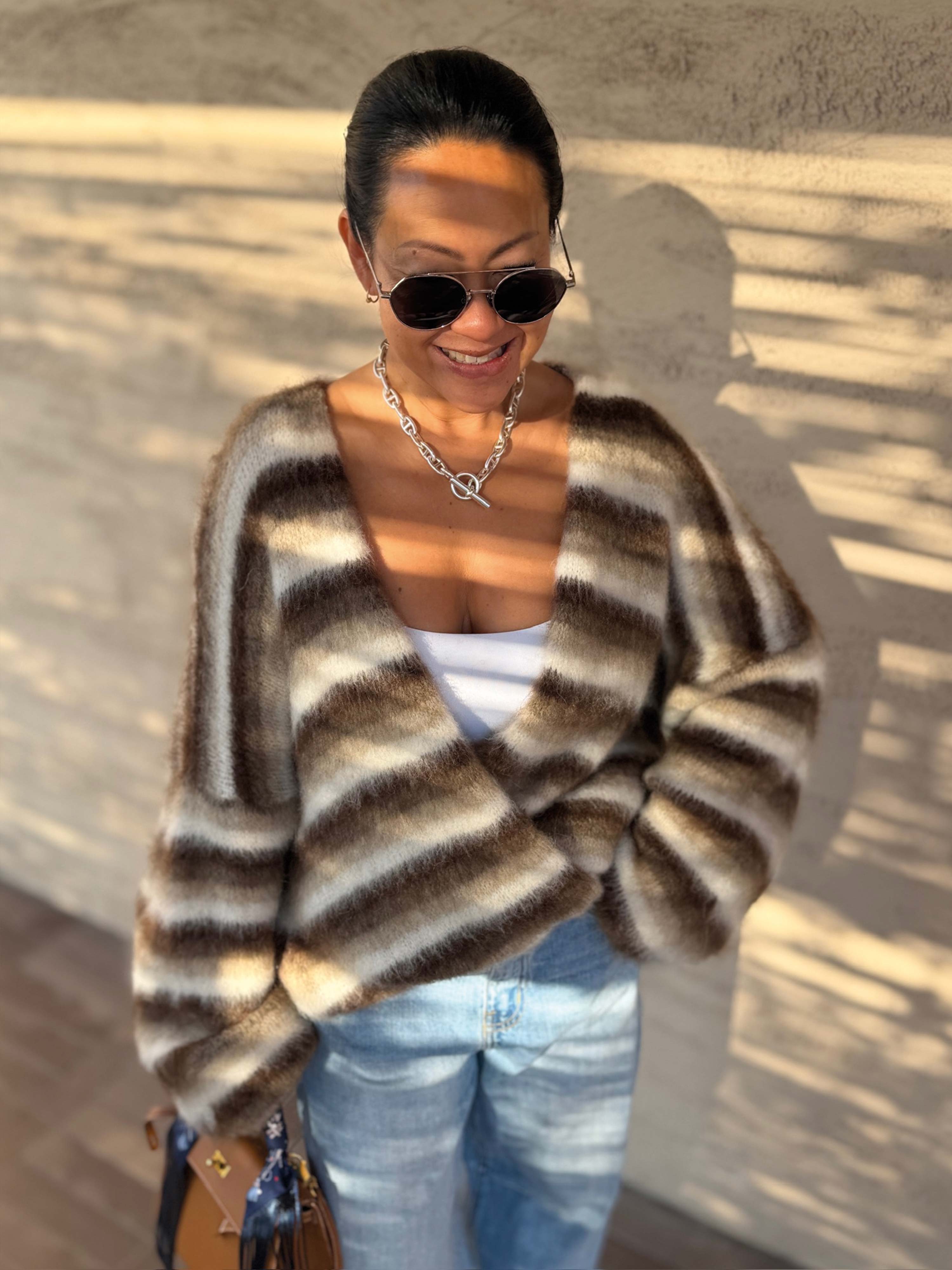Oversize Cardigan - FLUFFY - Schoko Mix