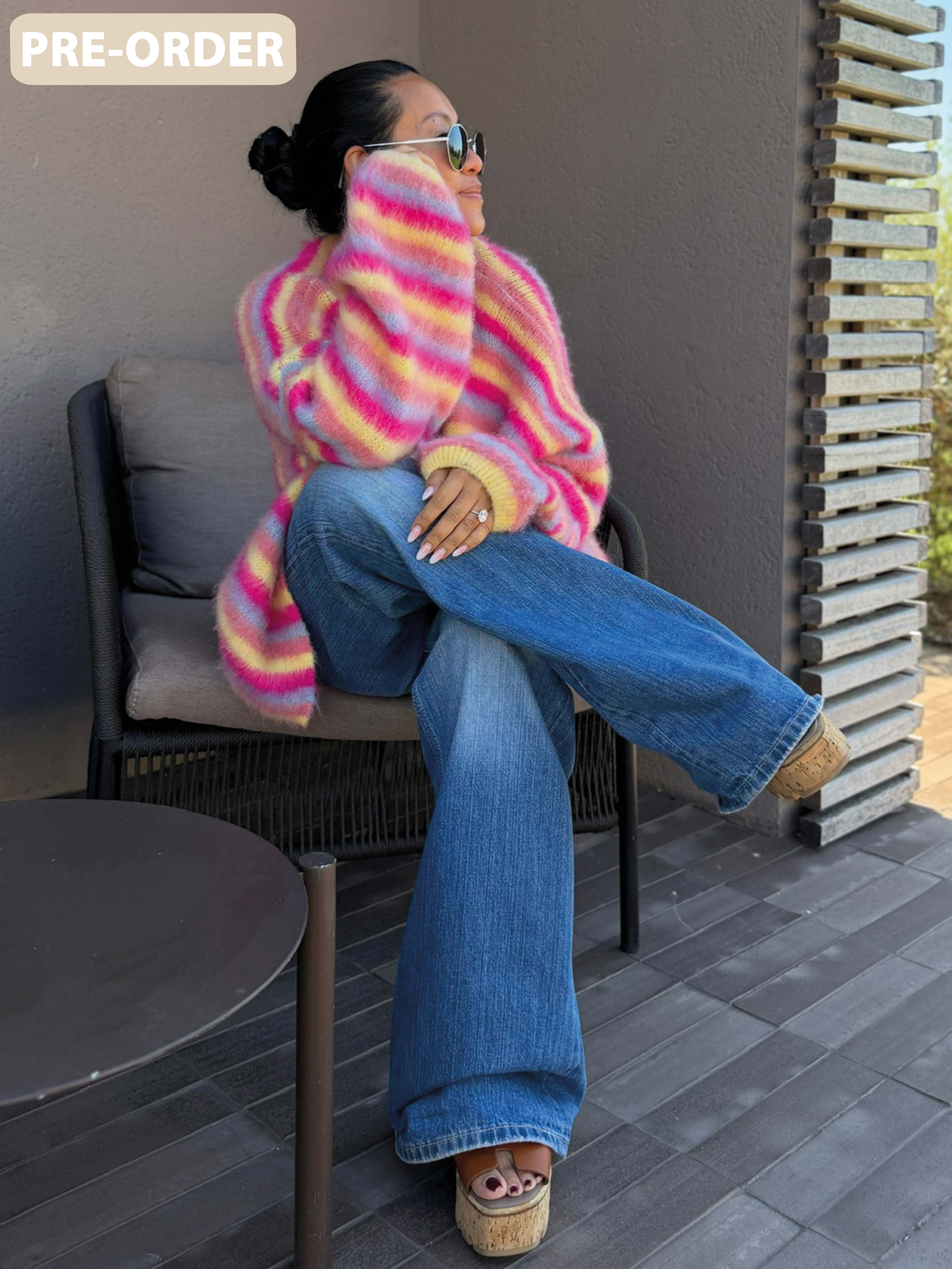 PRE-ORDER: Oversize Cardigan - FLUFFY - Rainbow Bunt