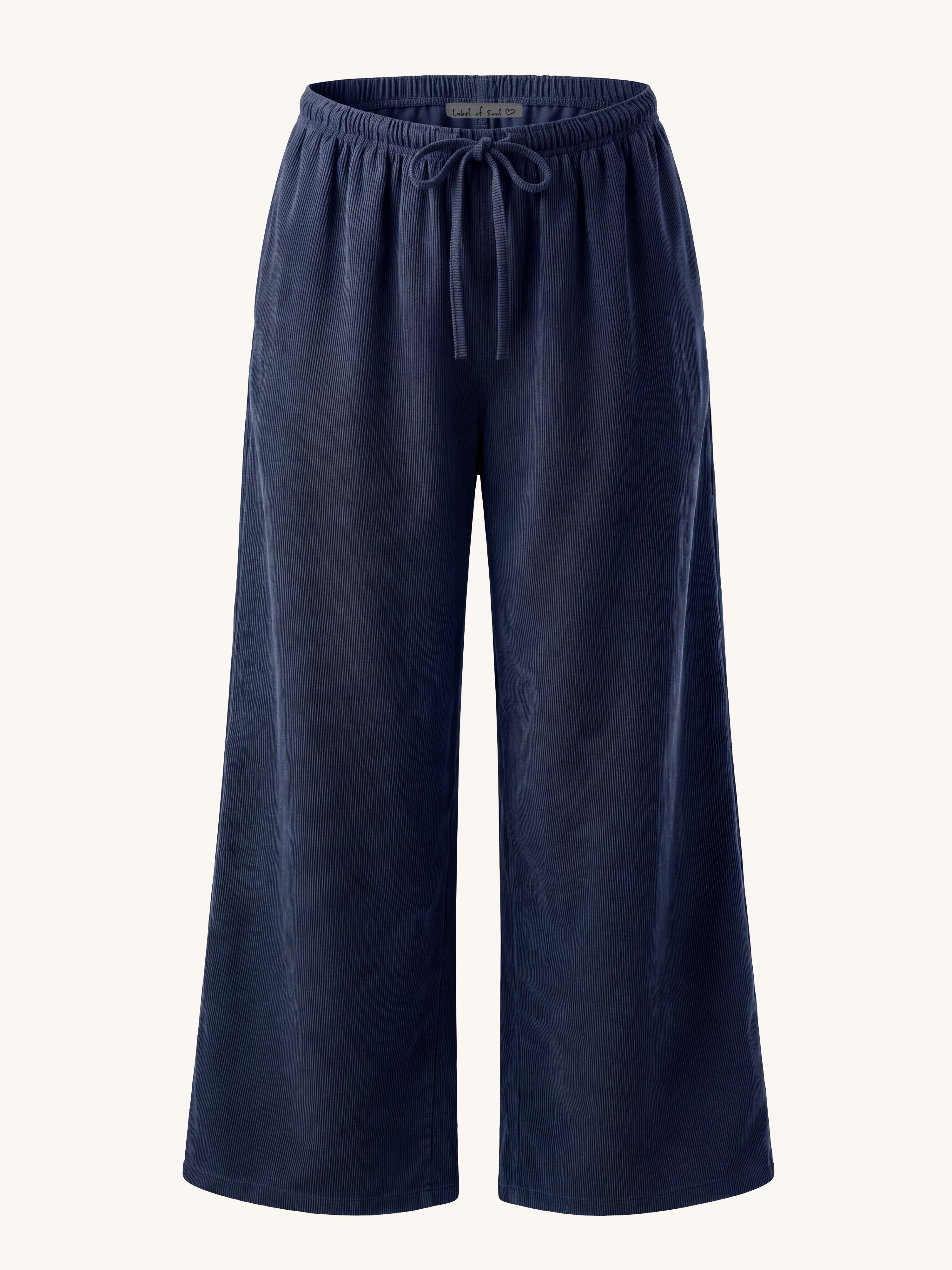 Feincord Palazzo Hose - REGULAR - Navy