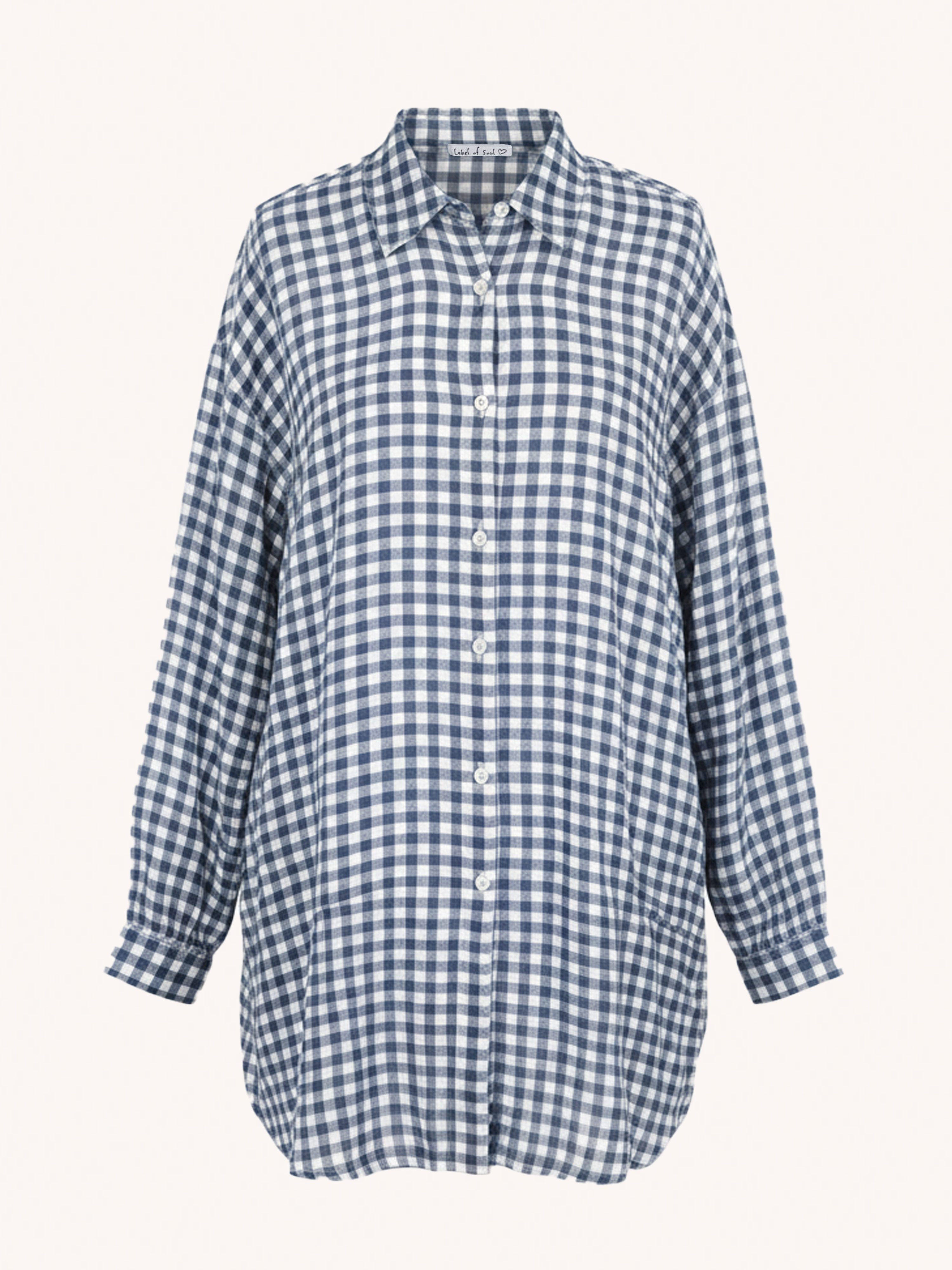 Musselin Long Oversize Bluse - Must Have - KARO Blau