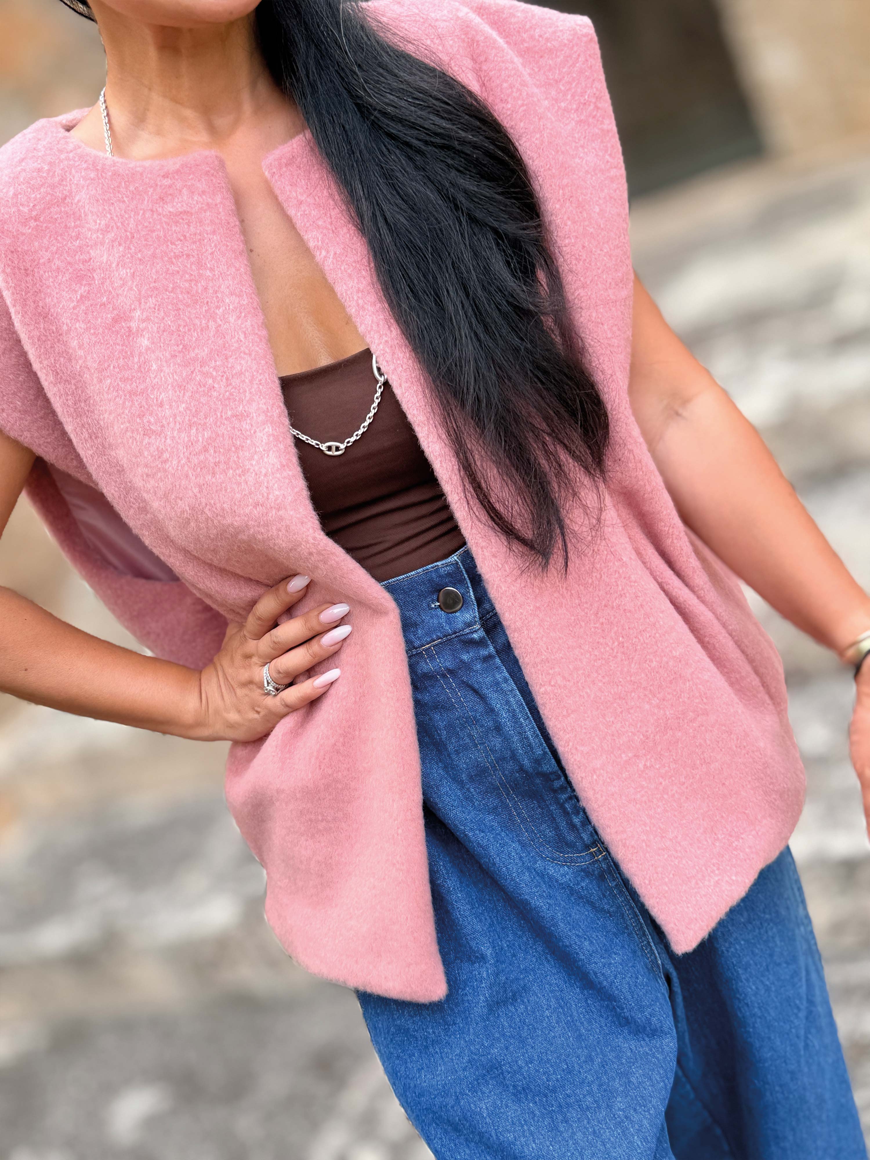 Kurzarm Weste mit Taschen - SIGNATURE - Blush Kurzarm Weste mit Taschen - SIGNATURE - Blush