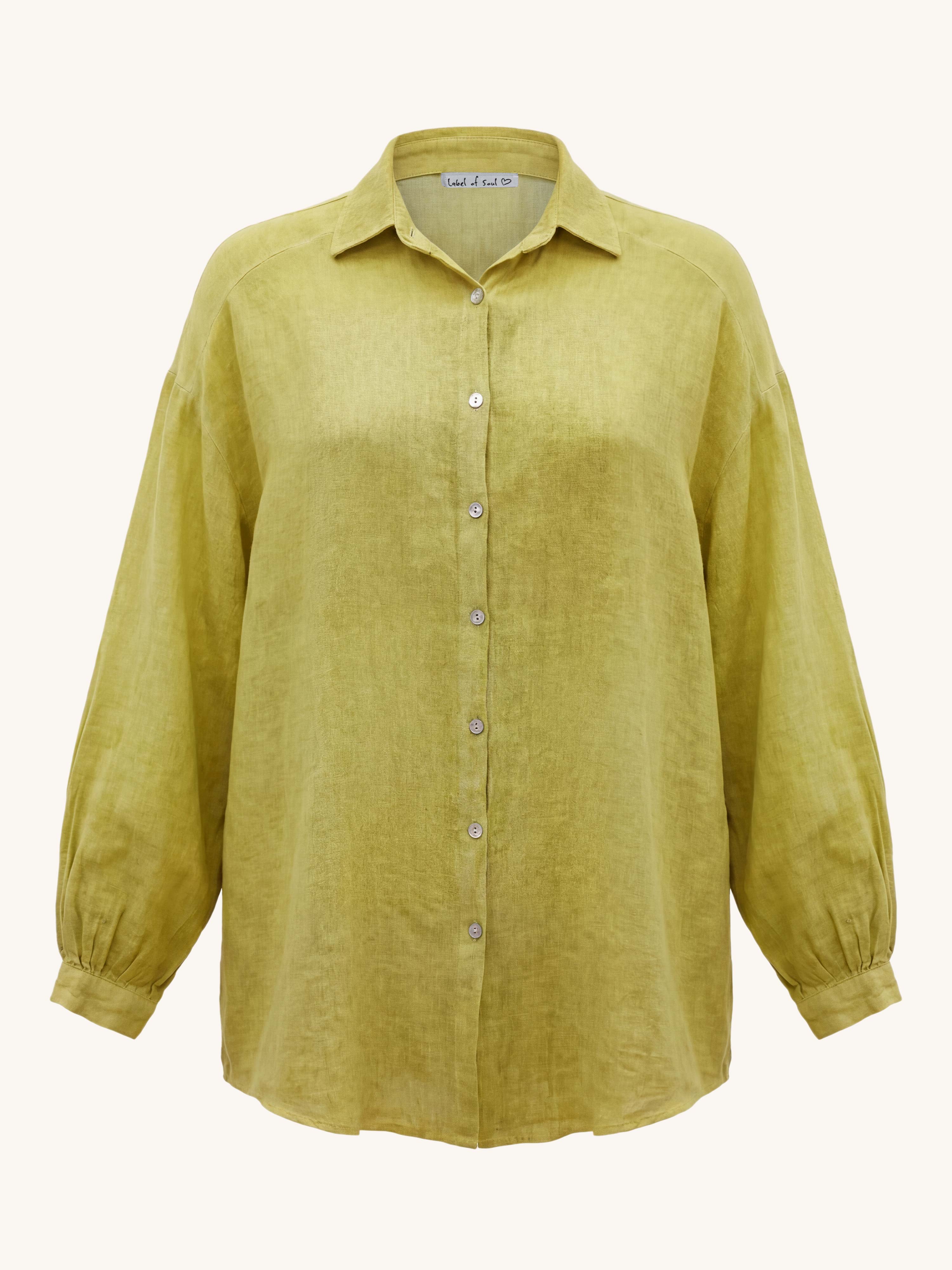Cotton Long Oversize Bluse - Must Have - Lime
