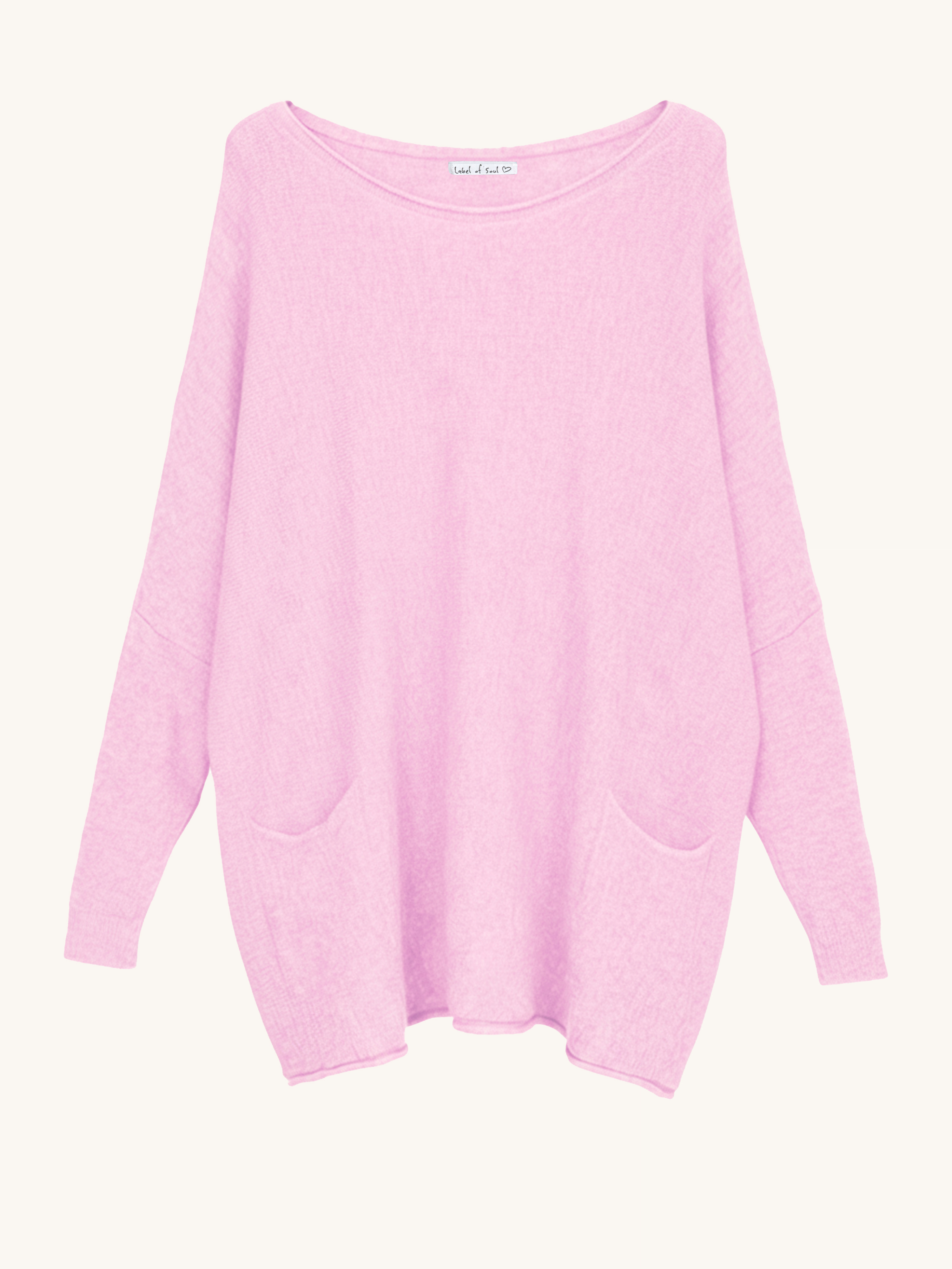 Oversize Viskose Pullover mit Taschen - Rosa