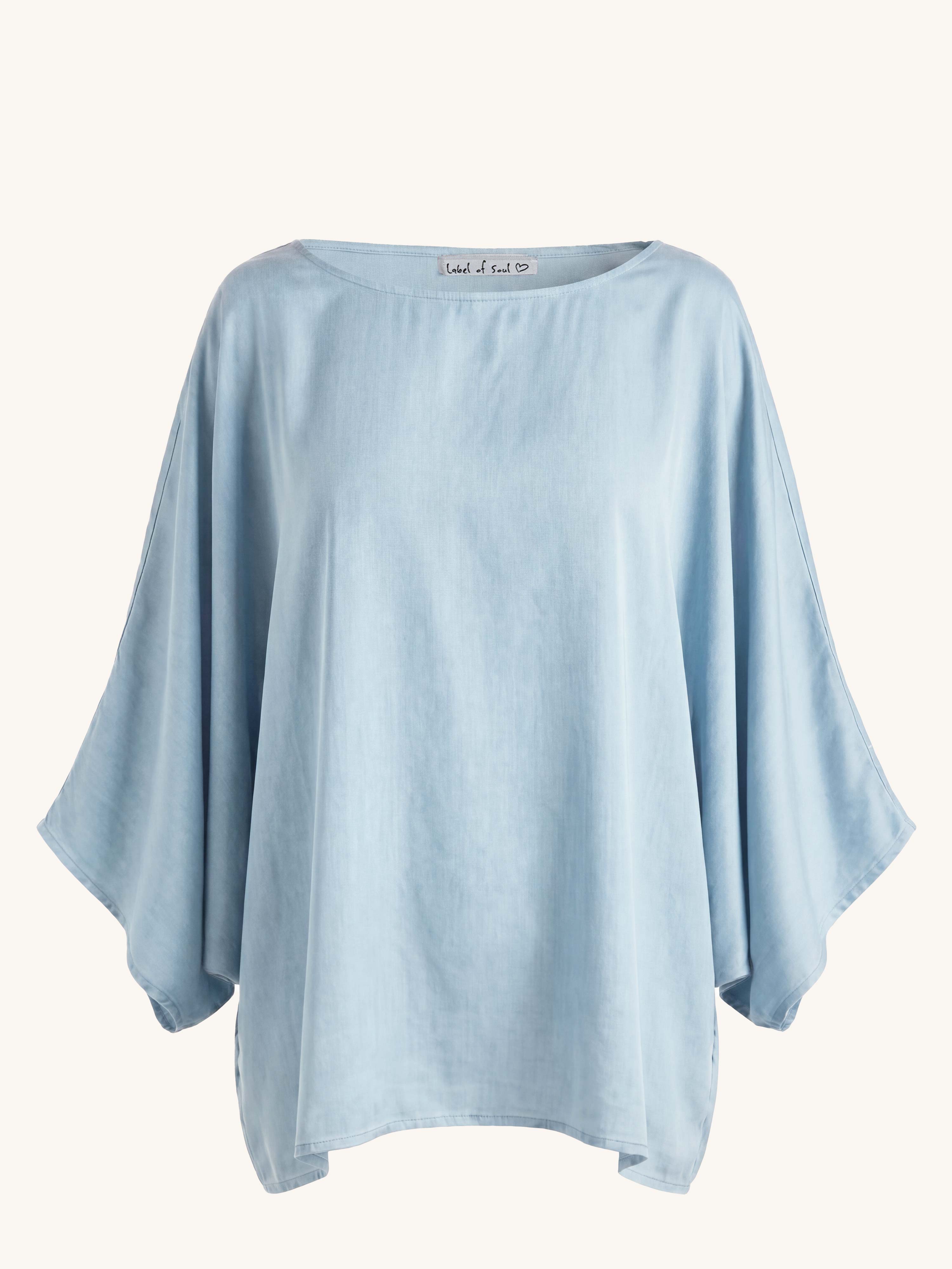 Oversize Lyocell Poncho - ELEGANCE - Light Blue