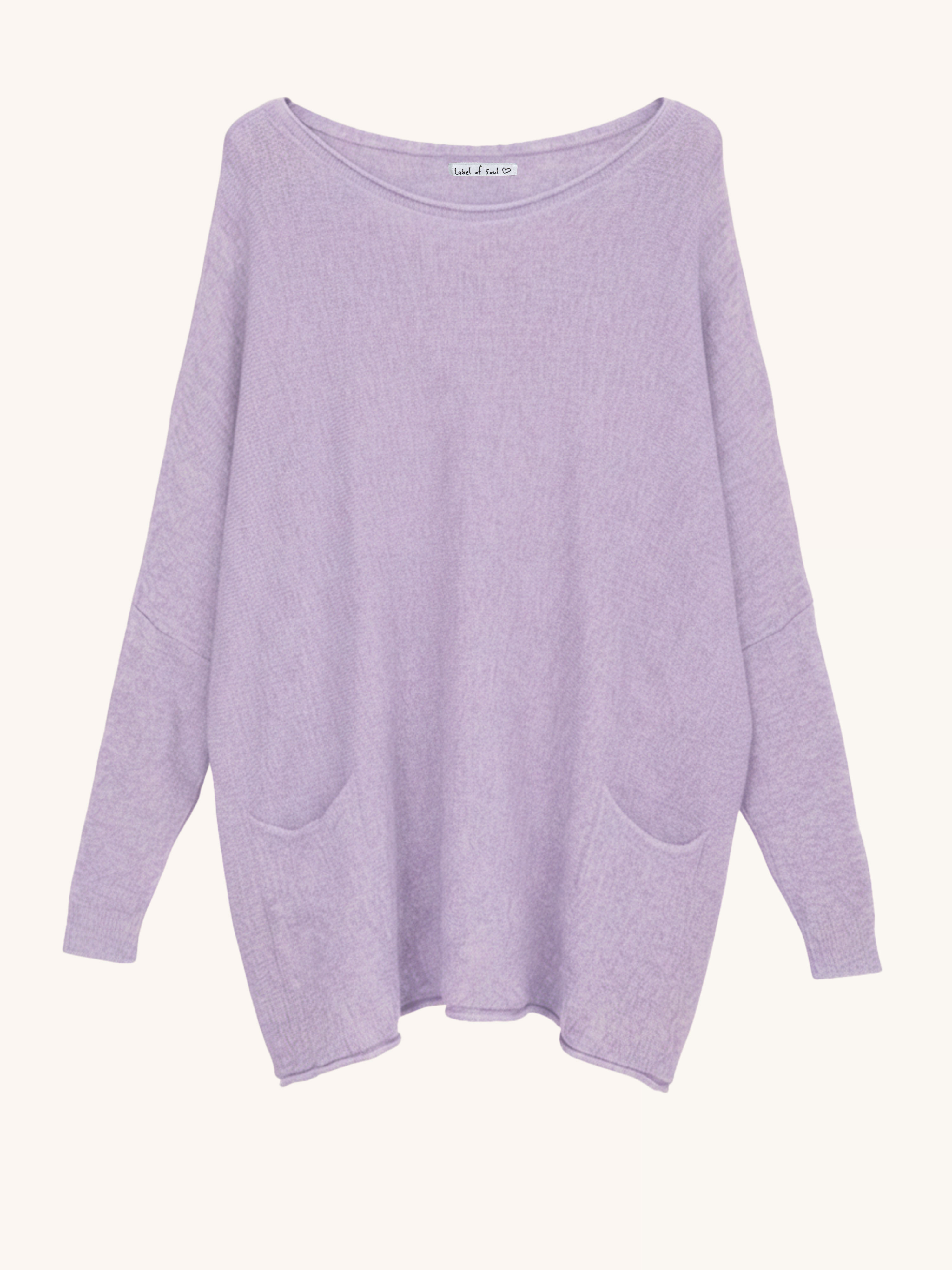 Oversize Viskose Pullover mit Taschen - Flieder