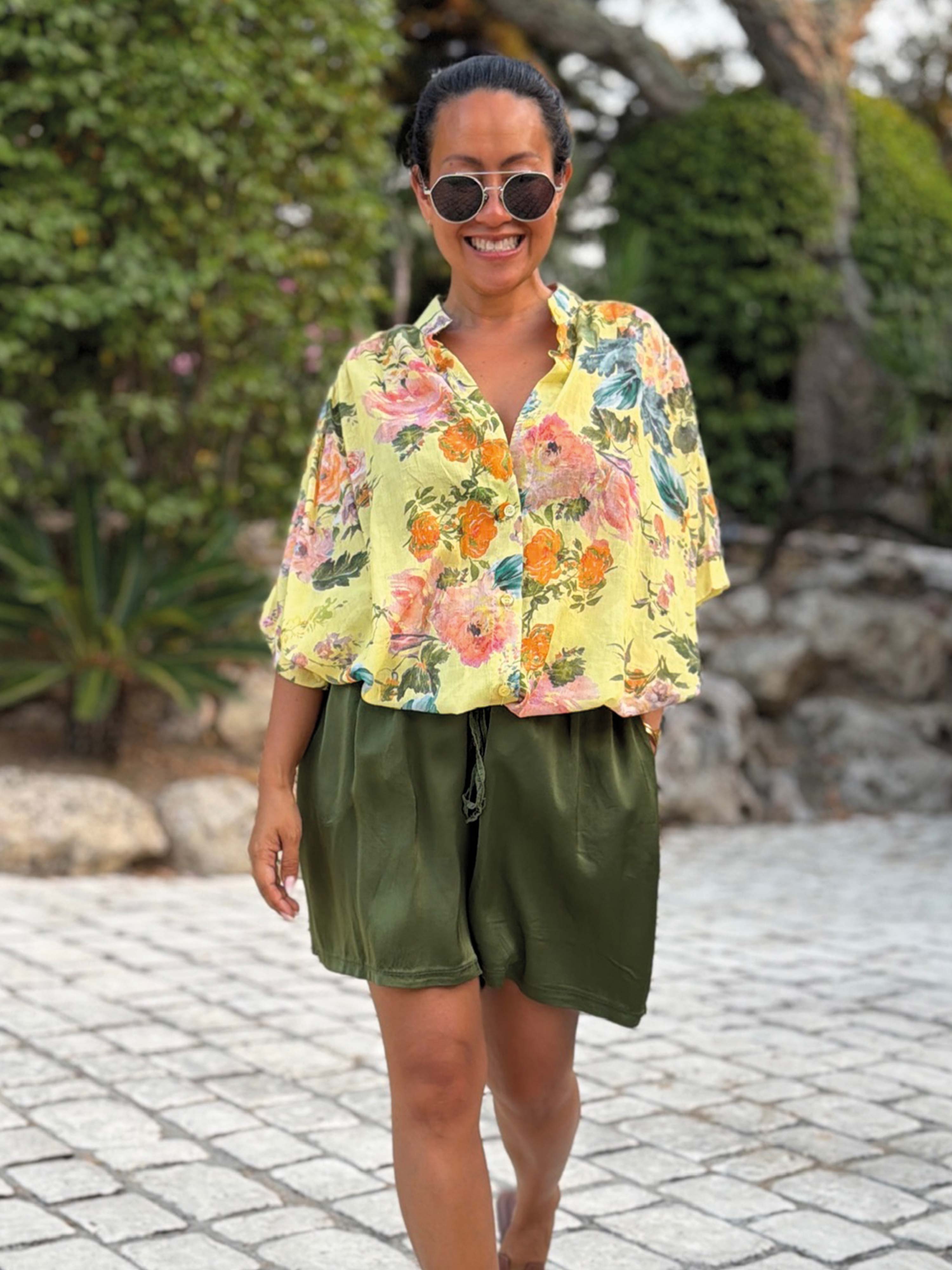 Viskose Bermuda Shorts - ELEGANCE - Olive