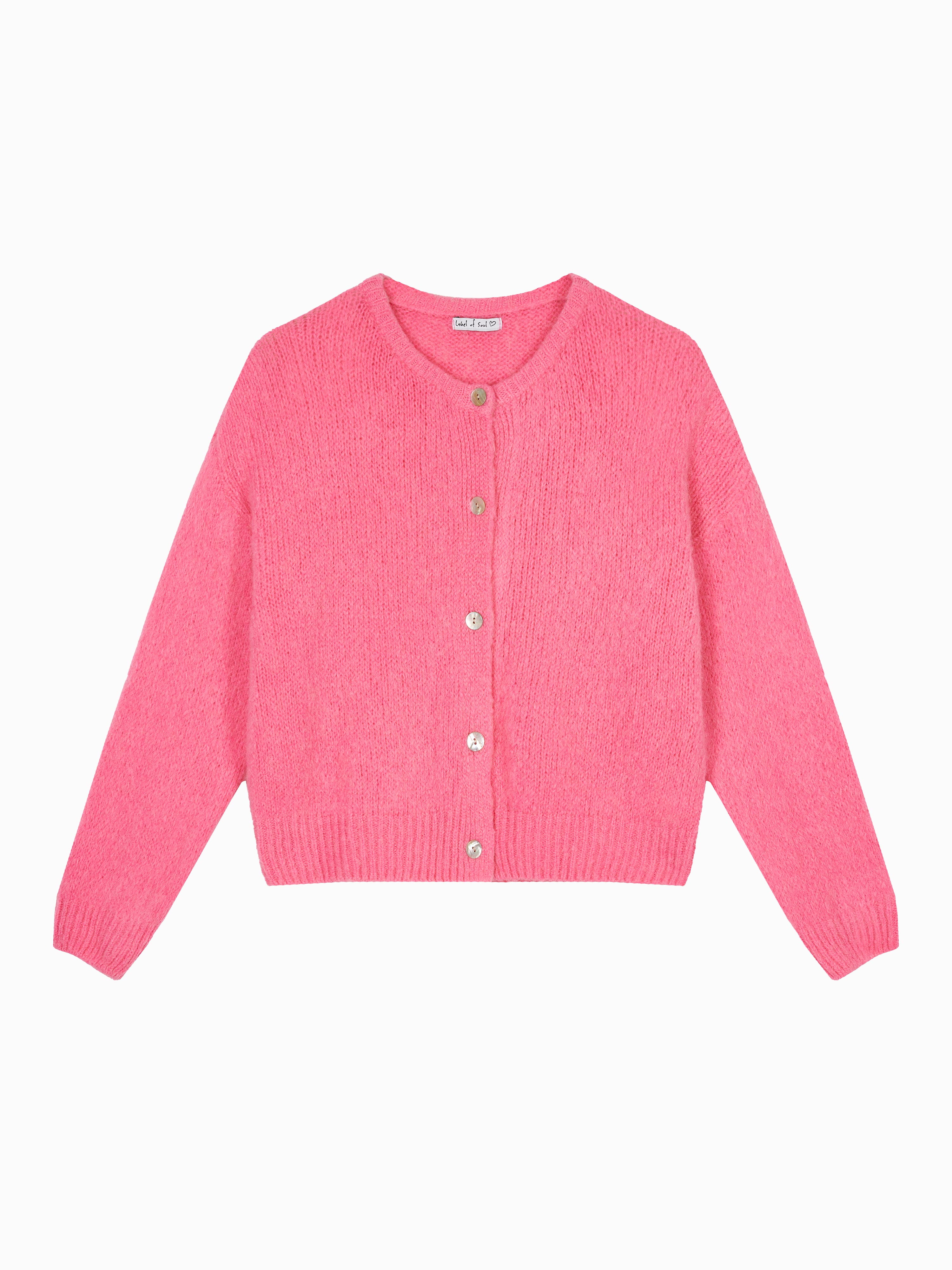 Strickjacke mit Baby-Alpakawollanteil - Bubblegum Strickjacke mit Baby-Alpakawollanteil - Bubblegum