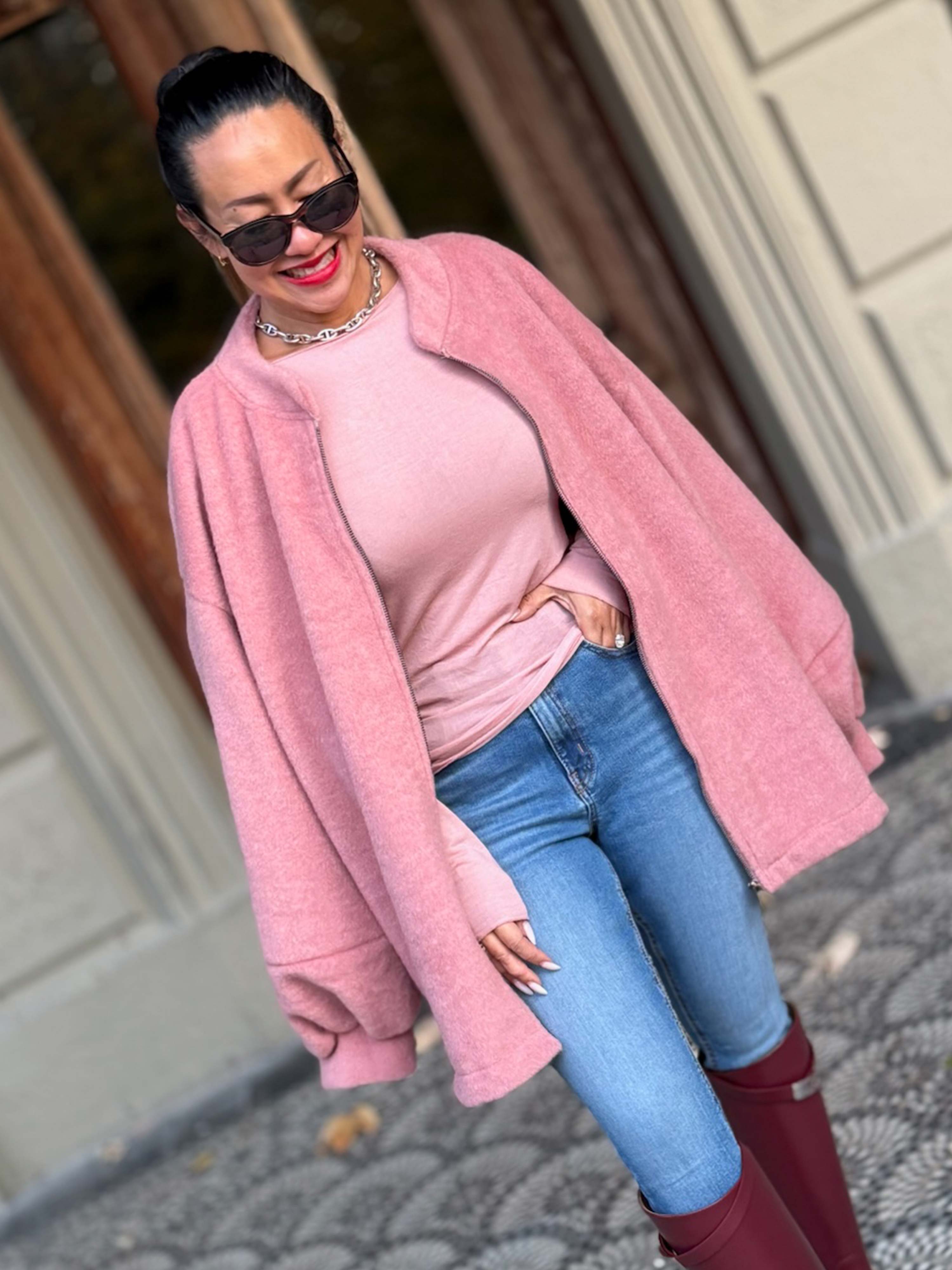 Oversize Jacke mit Taschen - SIGNATURE - Blush