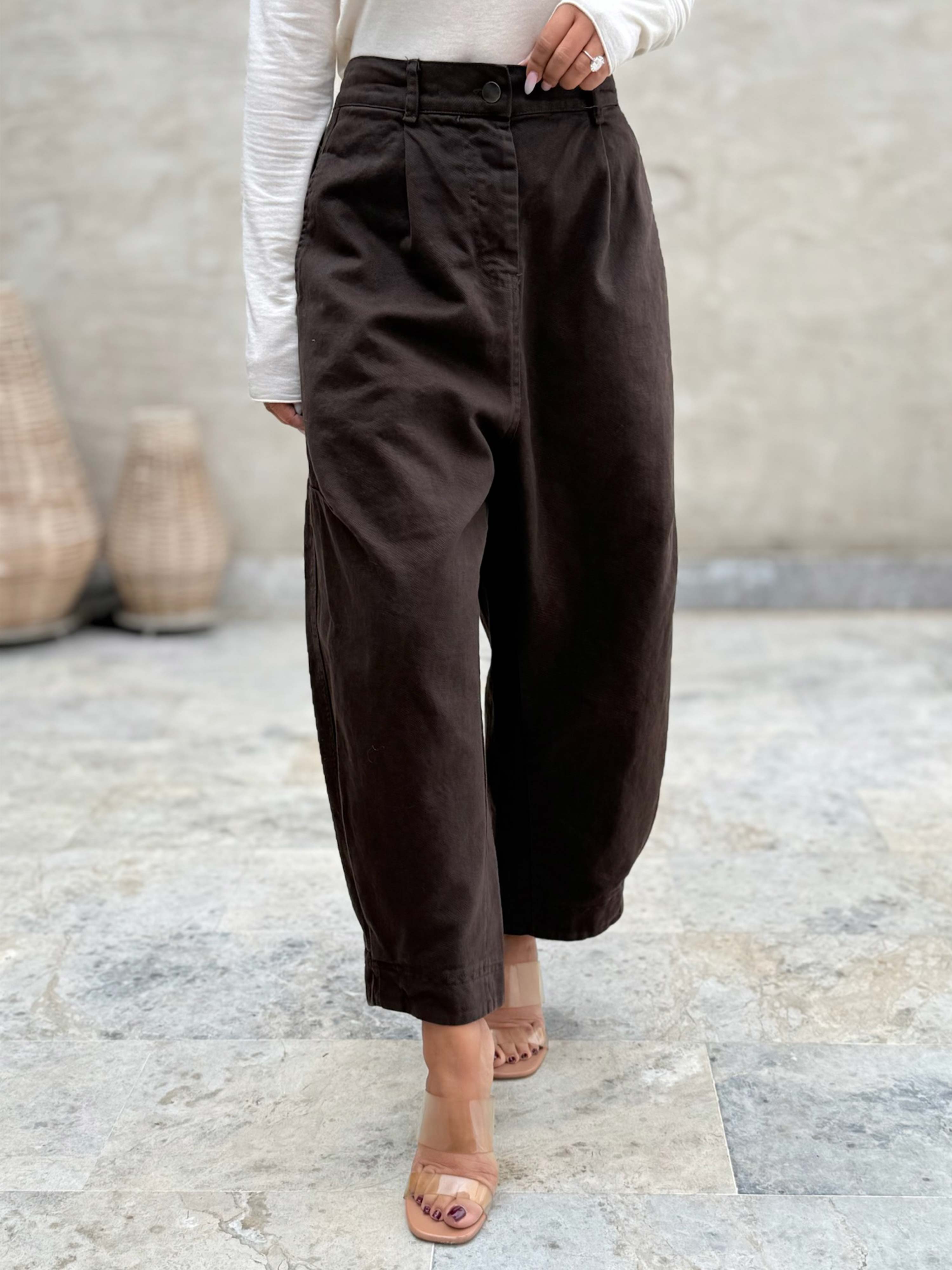 Balloon Jeans Hose - Schoko - M