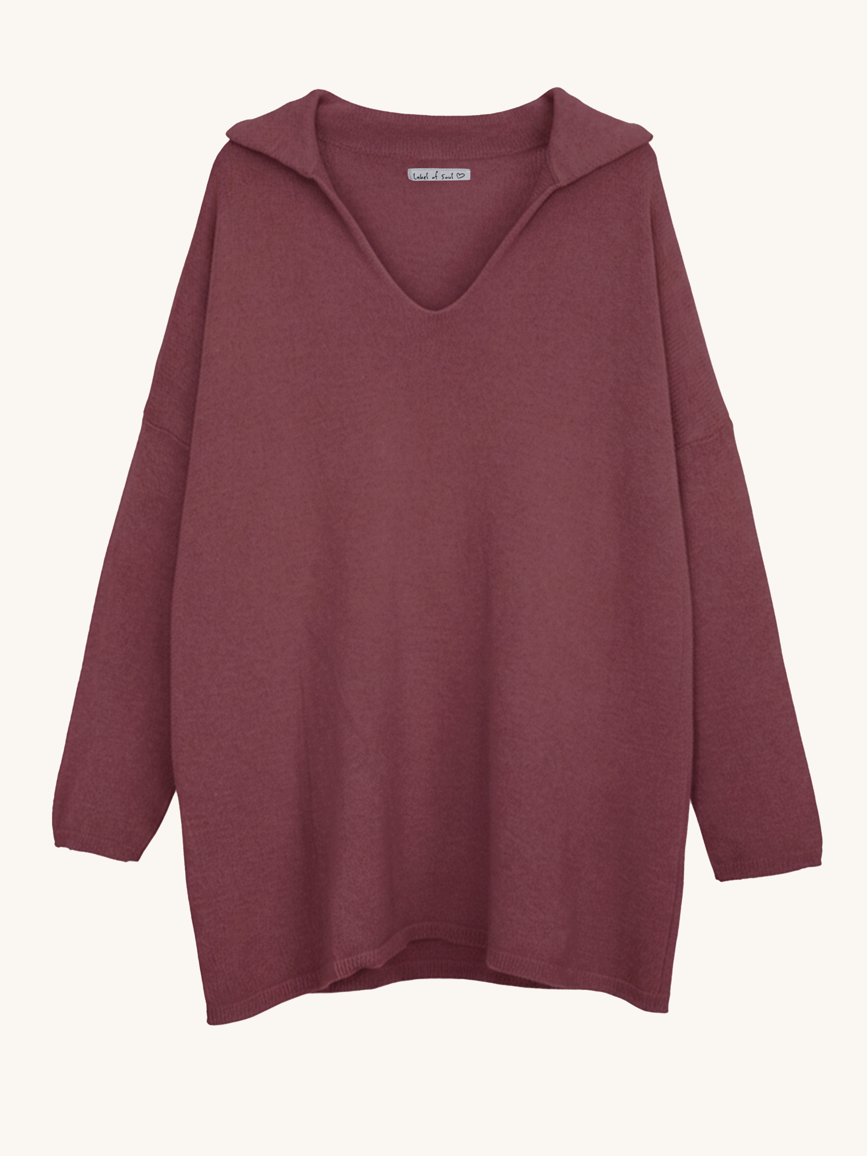 Viskose Pullover mit Kragen - Burgundy Viskose Pullover mit Kragen - Burgundy