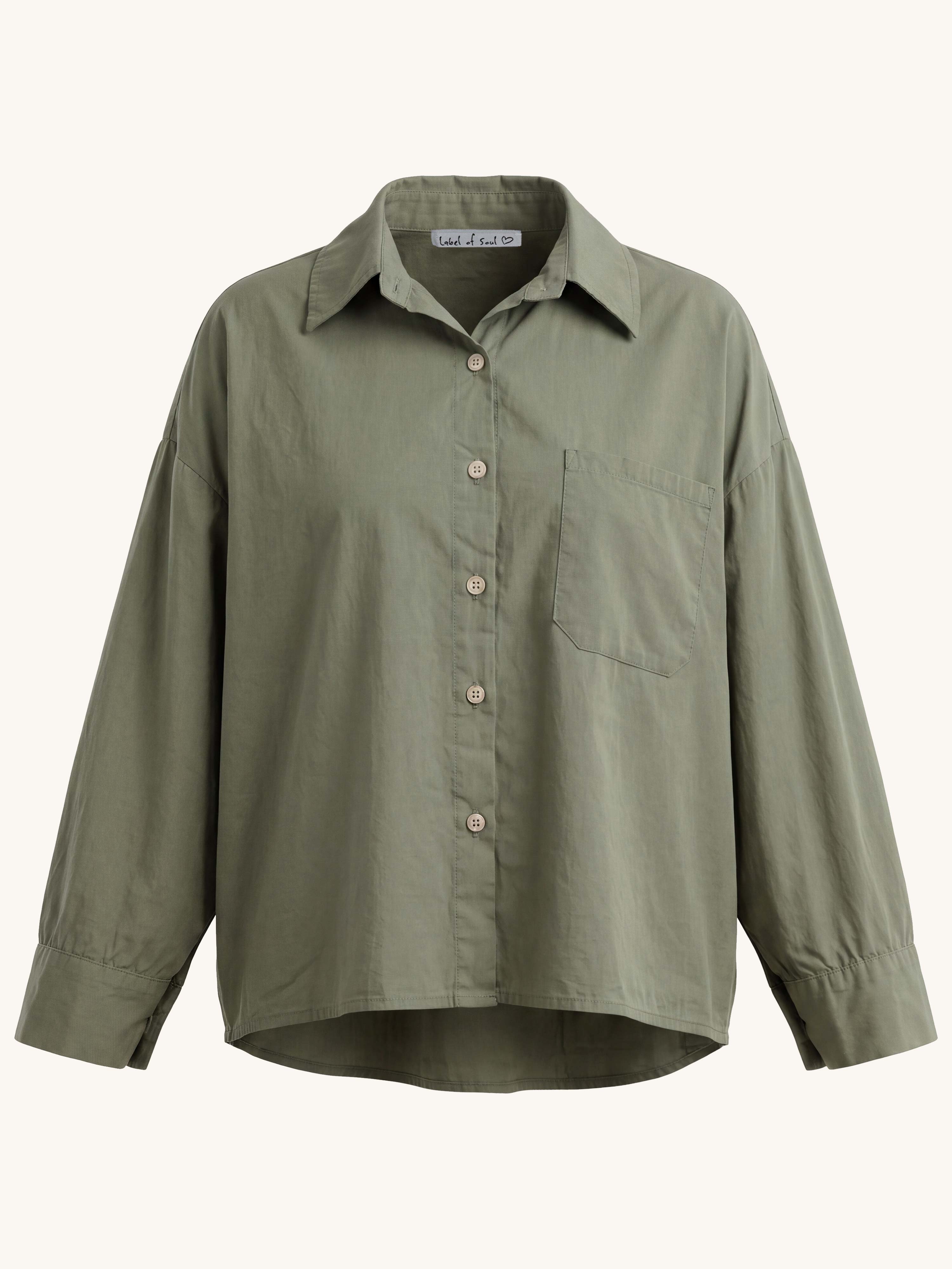 Basic Cotton Boxy Bluse - Matcha