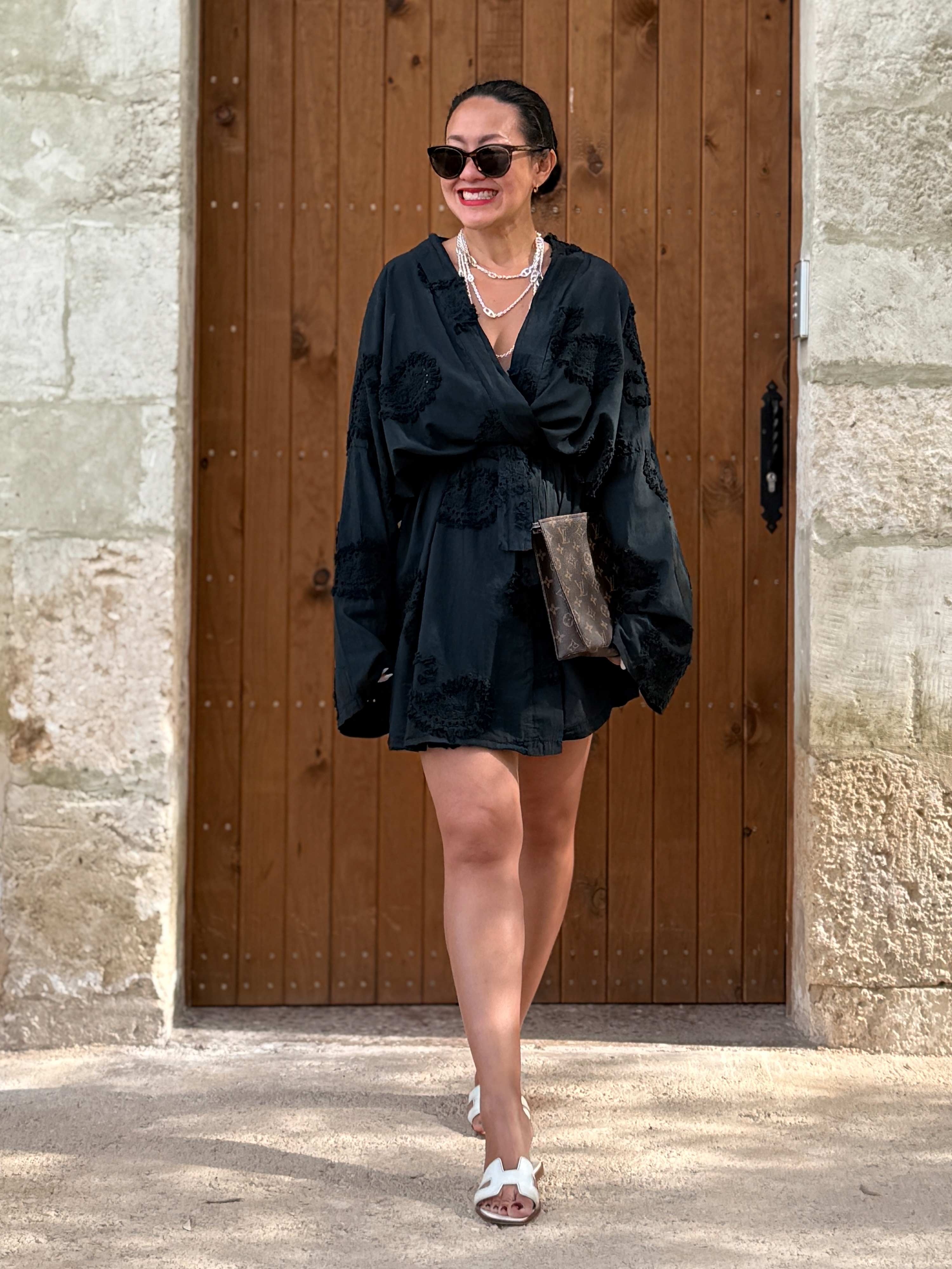 Wickel Kimono Jacke - MOANA - Schwarz