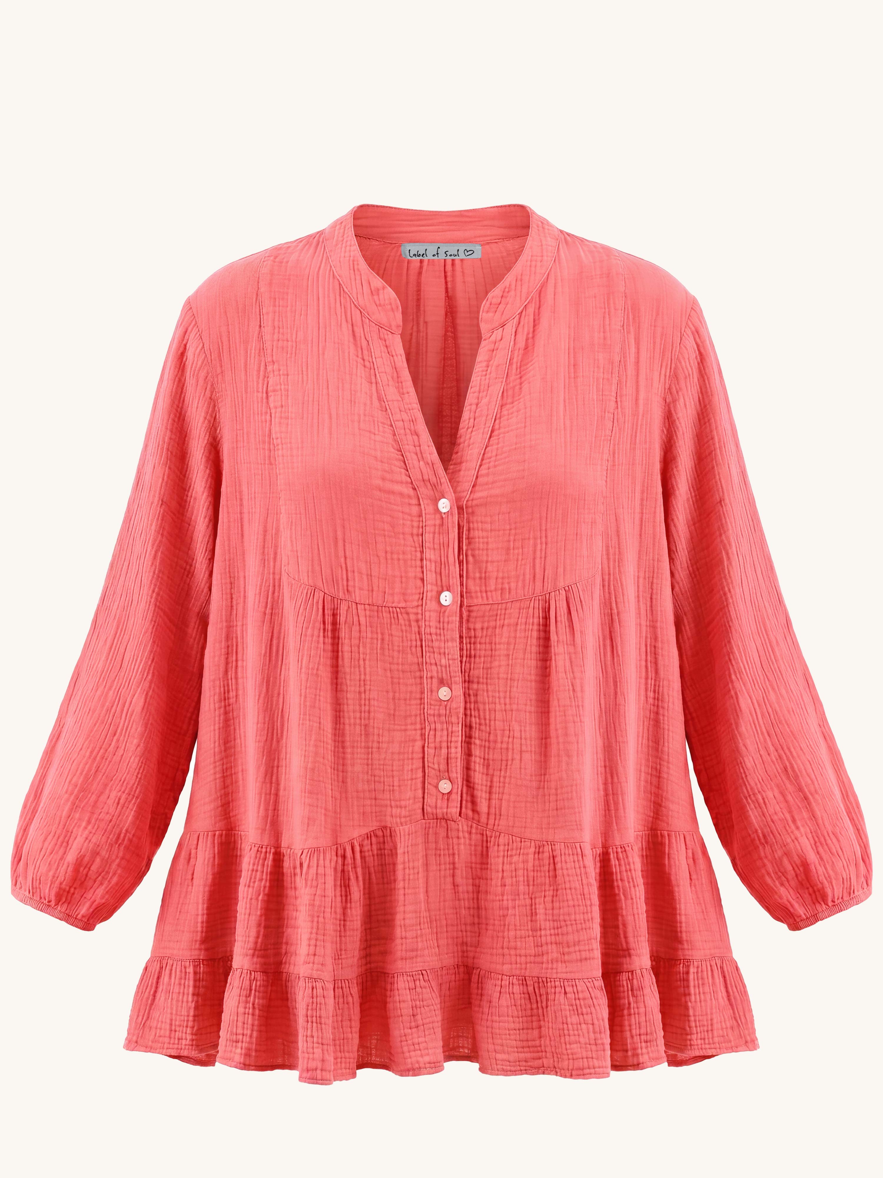 Musselin Oversize Bluse - FAVE - Peach