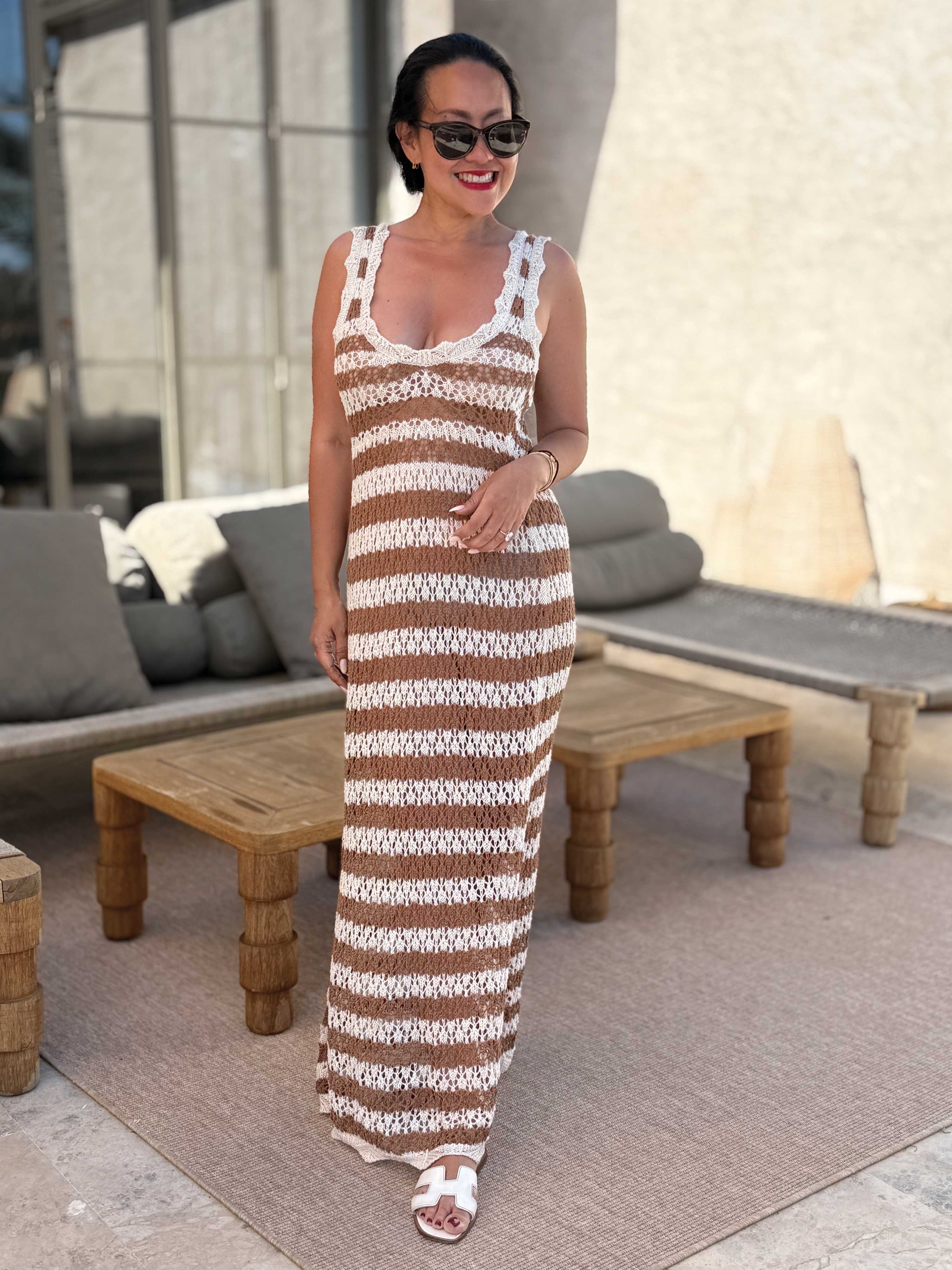 Häkel Beach Strickkleid - Caramel