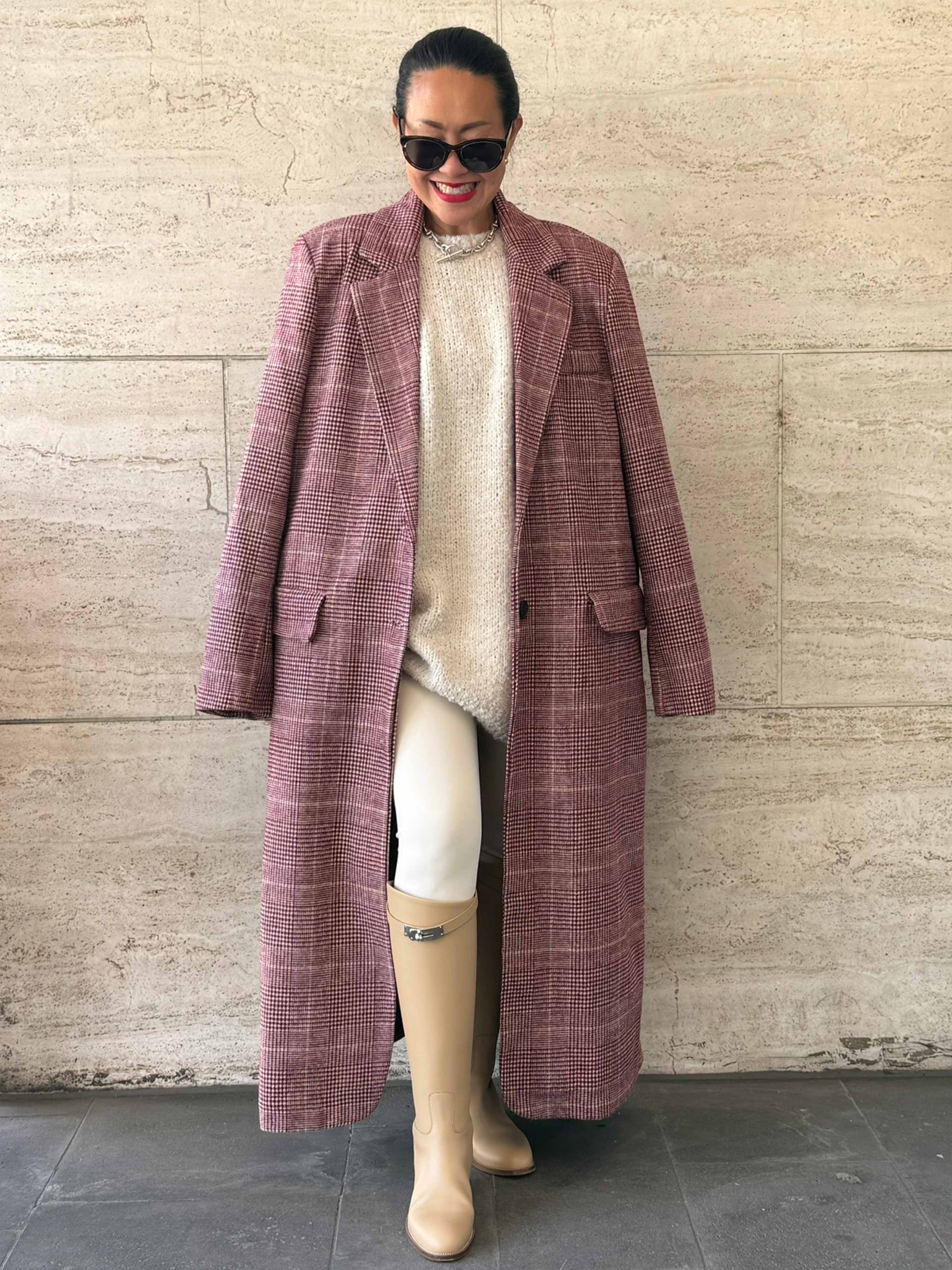 Oversize Blazer Mantel - KARO - Rouge