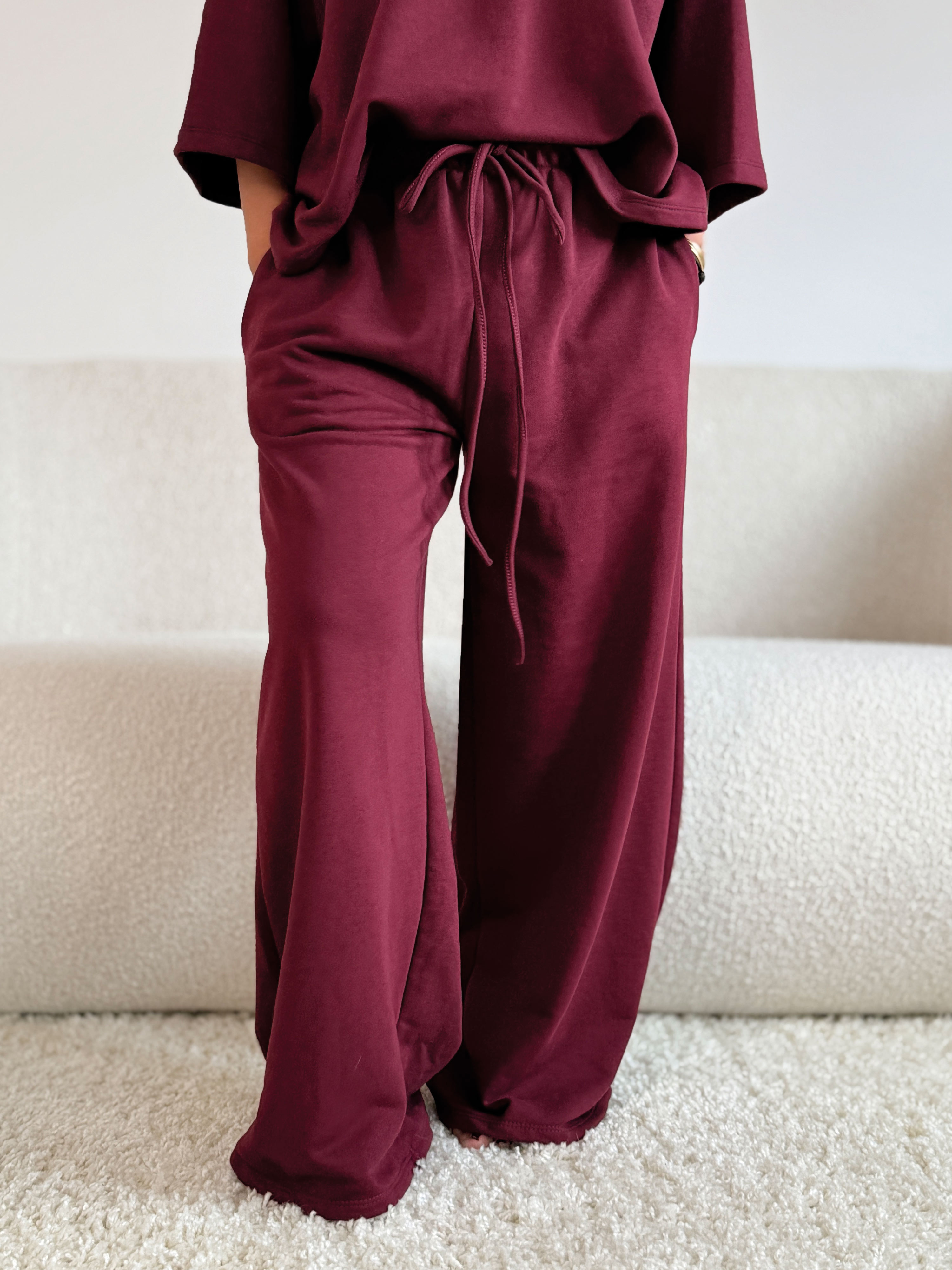 Basic Oversize Palazzo Hose - REGULAR - Burgundi