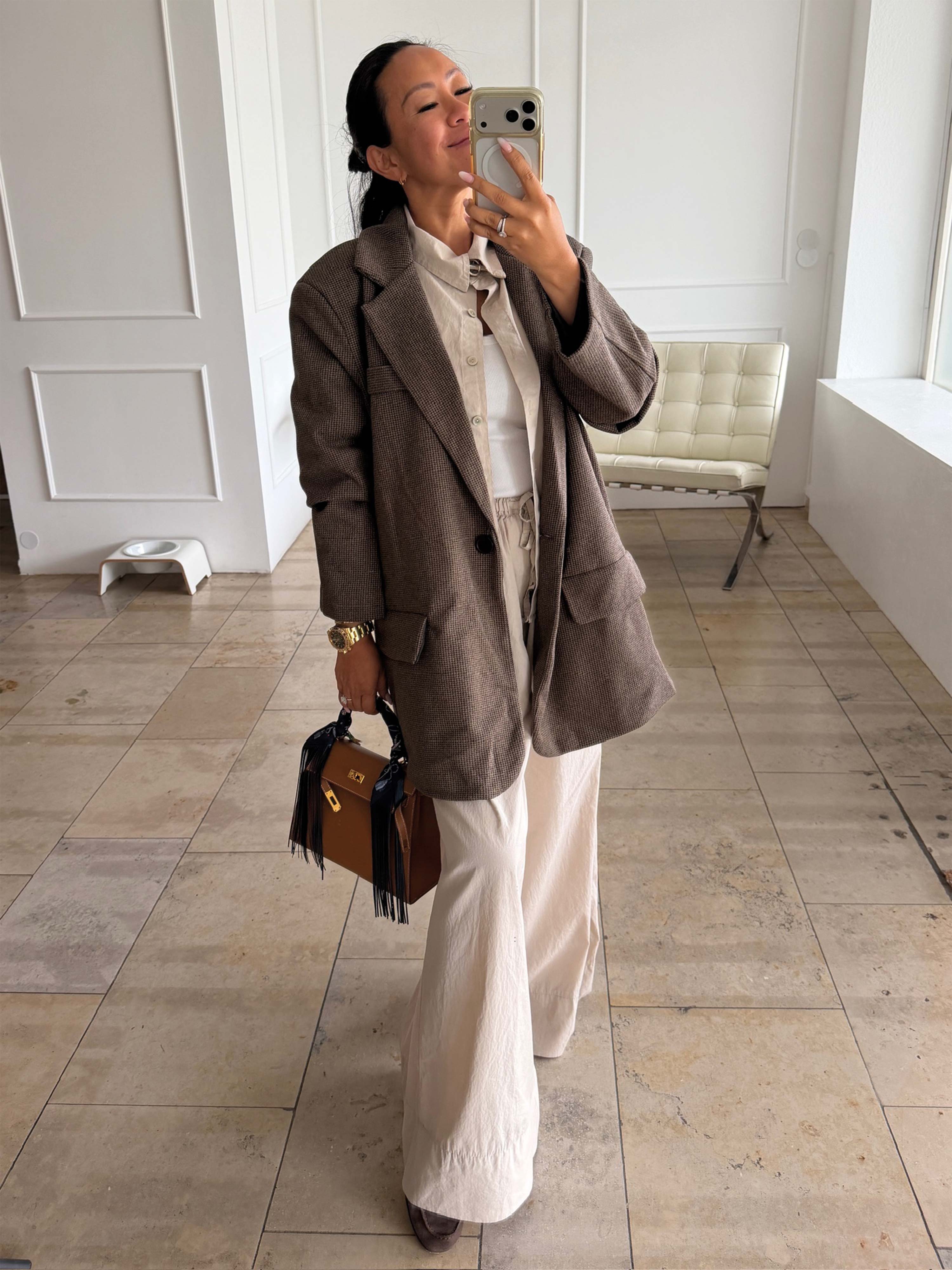 Oversize Blazer Jacke - KARO - Moro