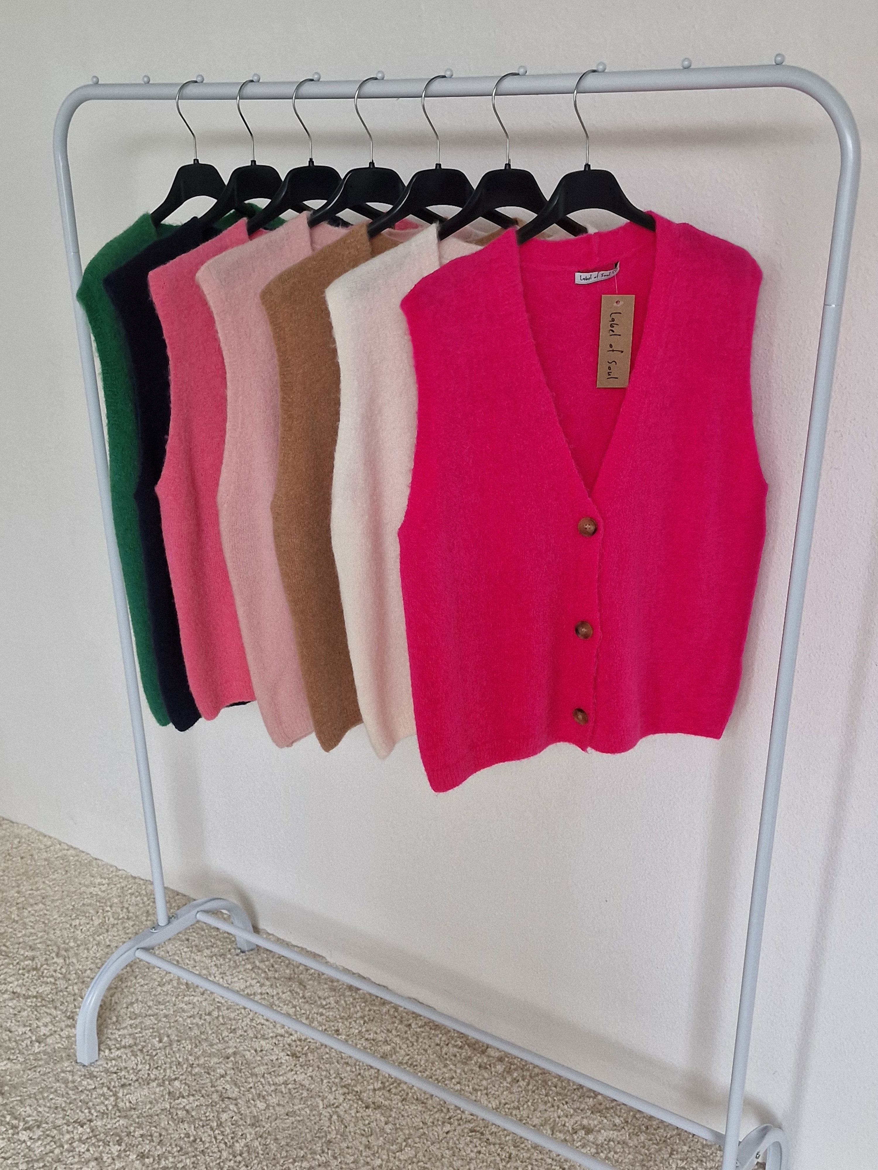 Weste mit Baby-Alpakawollanteil - Neonpink Weste mit Baby-Alpakawollanteil - Neonpink