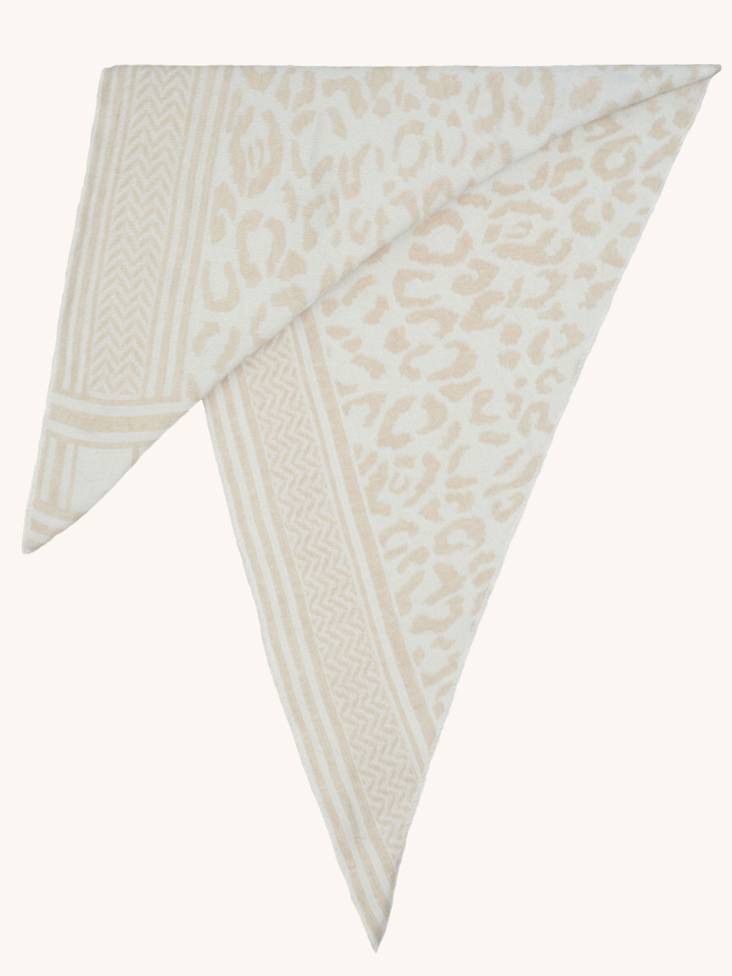 Dreiecksschal mit Kaschmiranteil  - Leo - Beige