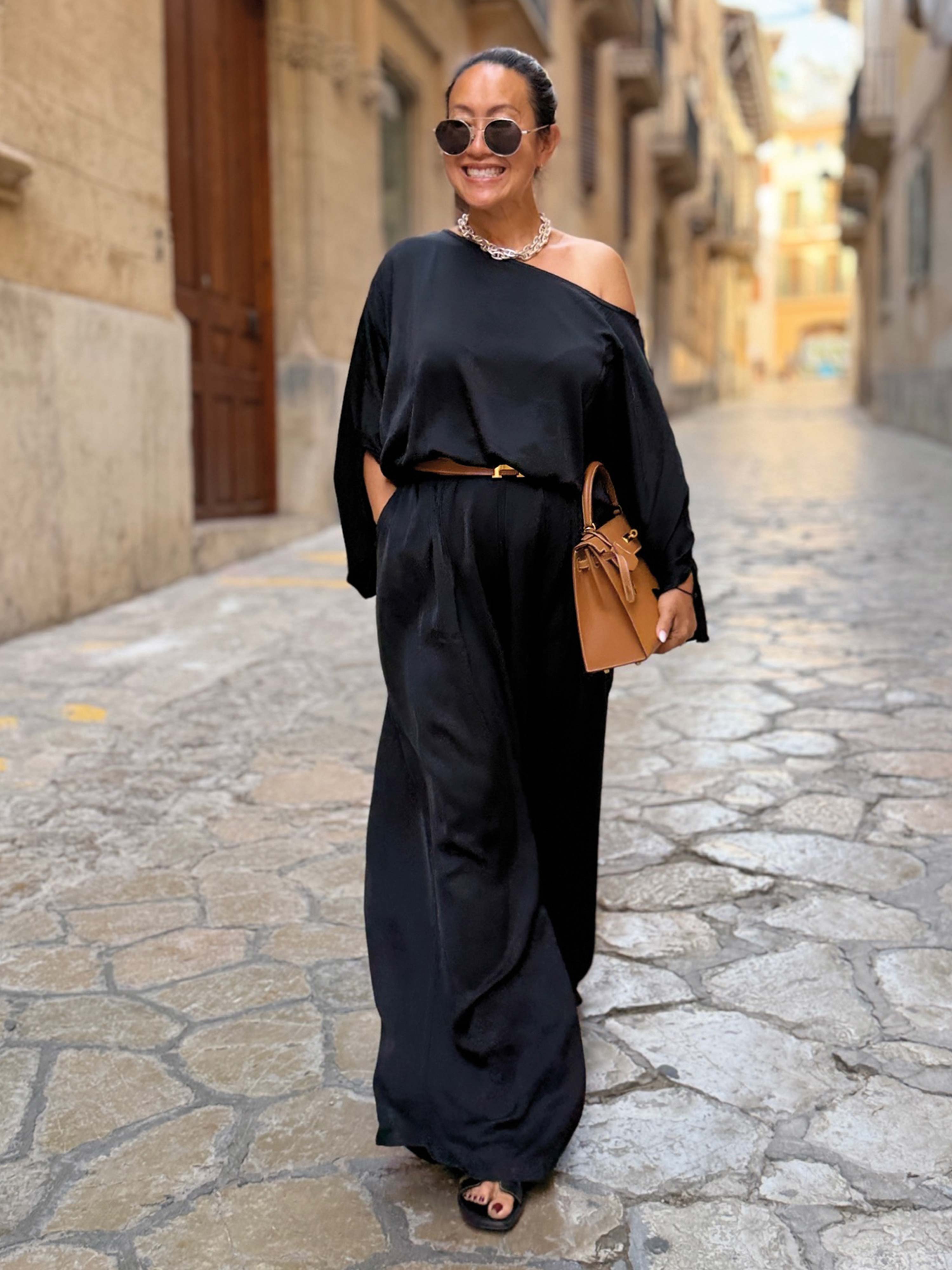 Viskose Palazzo Hose - ELEGANCE - Schwarz
