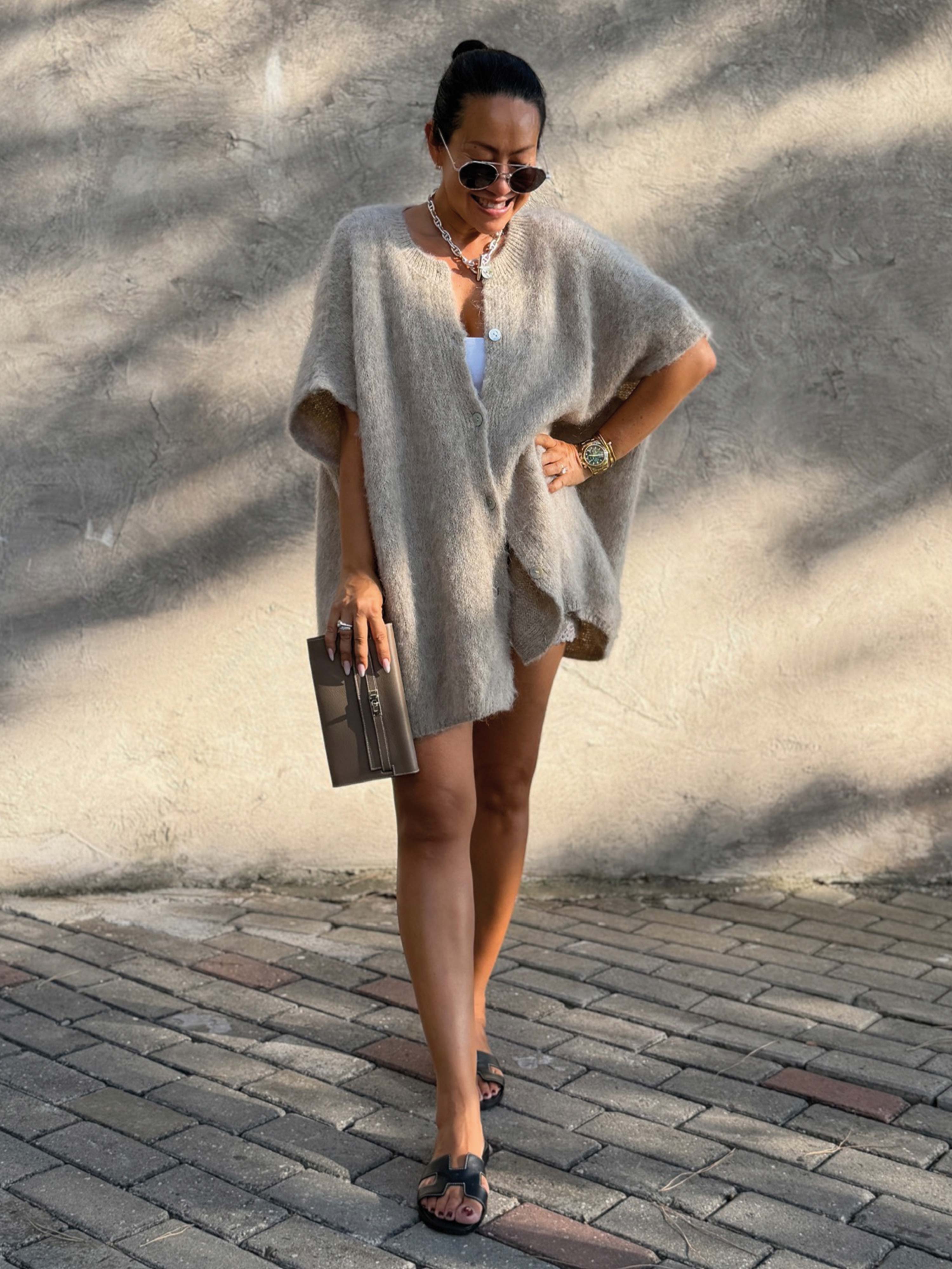Oversize Strickjacke - FLUFFY - Oatmeal