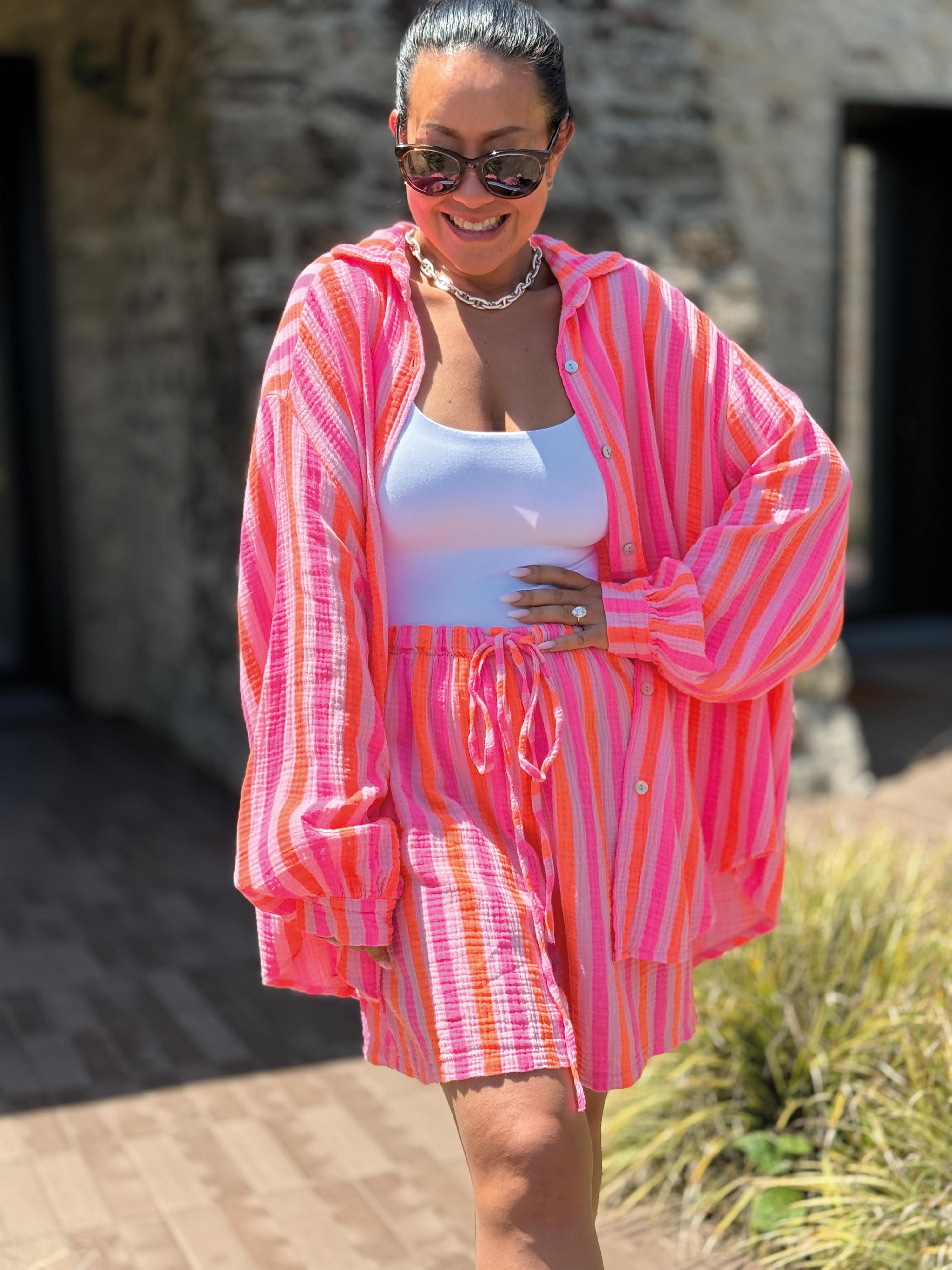 Musselin Bermuda Shorts - SUMMER BREEZE - Stripes Sugar Musselin Bermuda Shorts - SUMMER BREEZE - Stripes Sugar