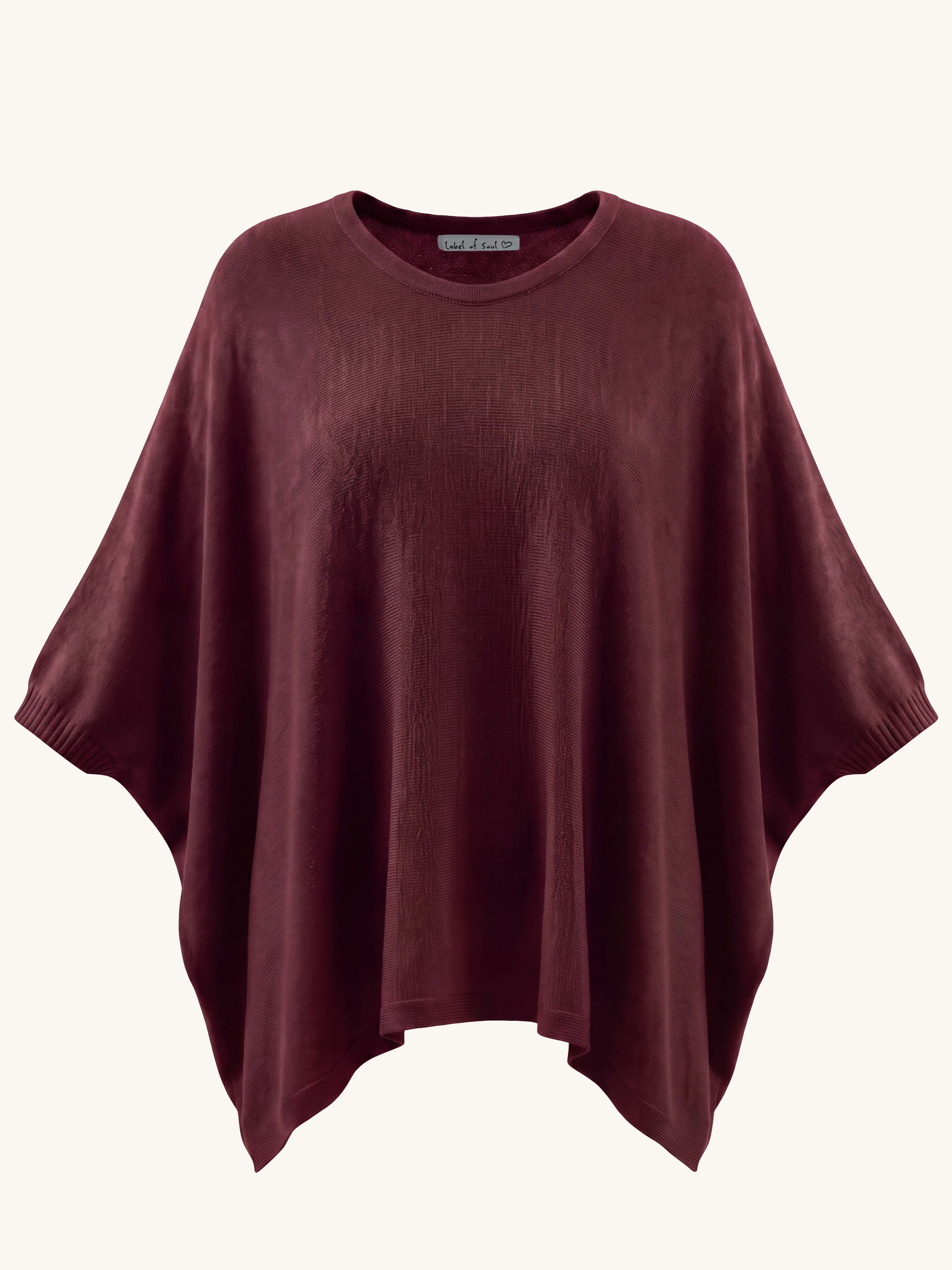 Oversize Viskose Kurzarm Poncho CURVY - Burgundy