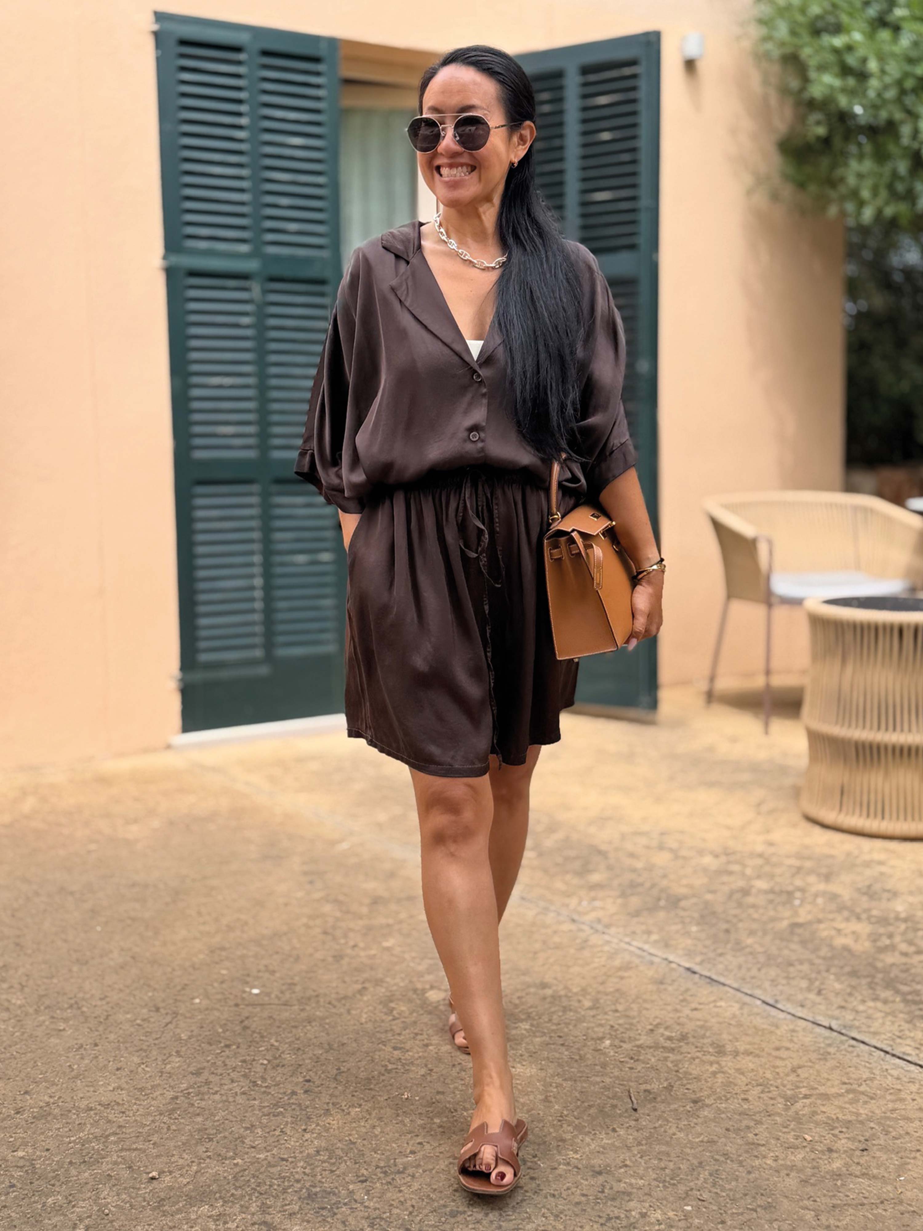 Viskose Bermuda Shorts - ELEGANCE - Schoko