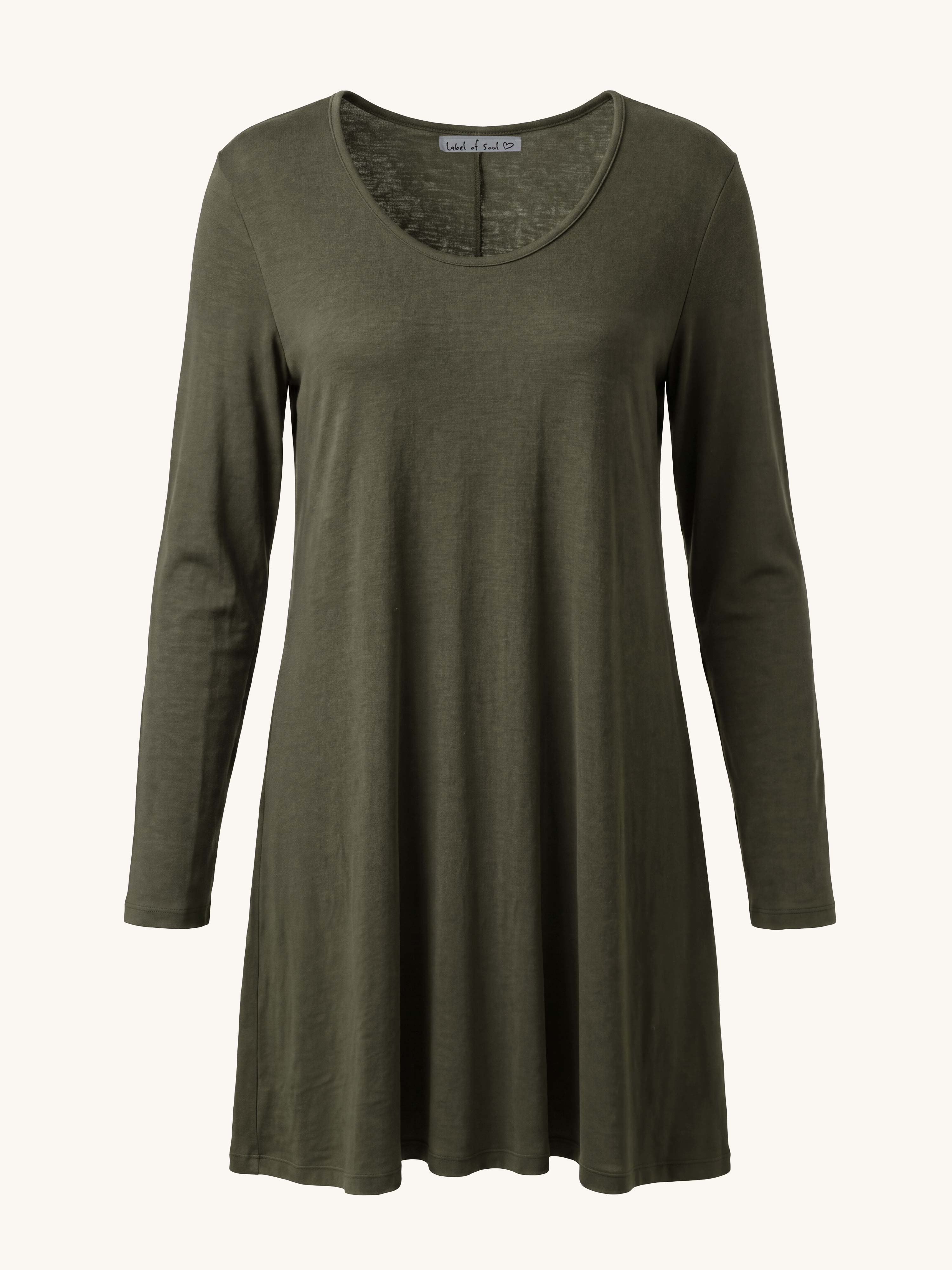 Basic Soft Longshirt in A-Linie - CURVY - Olive