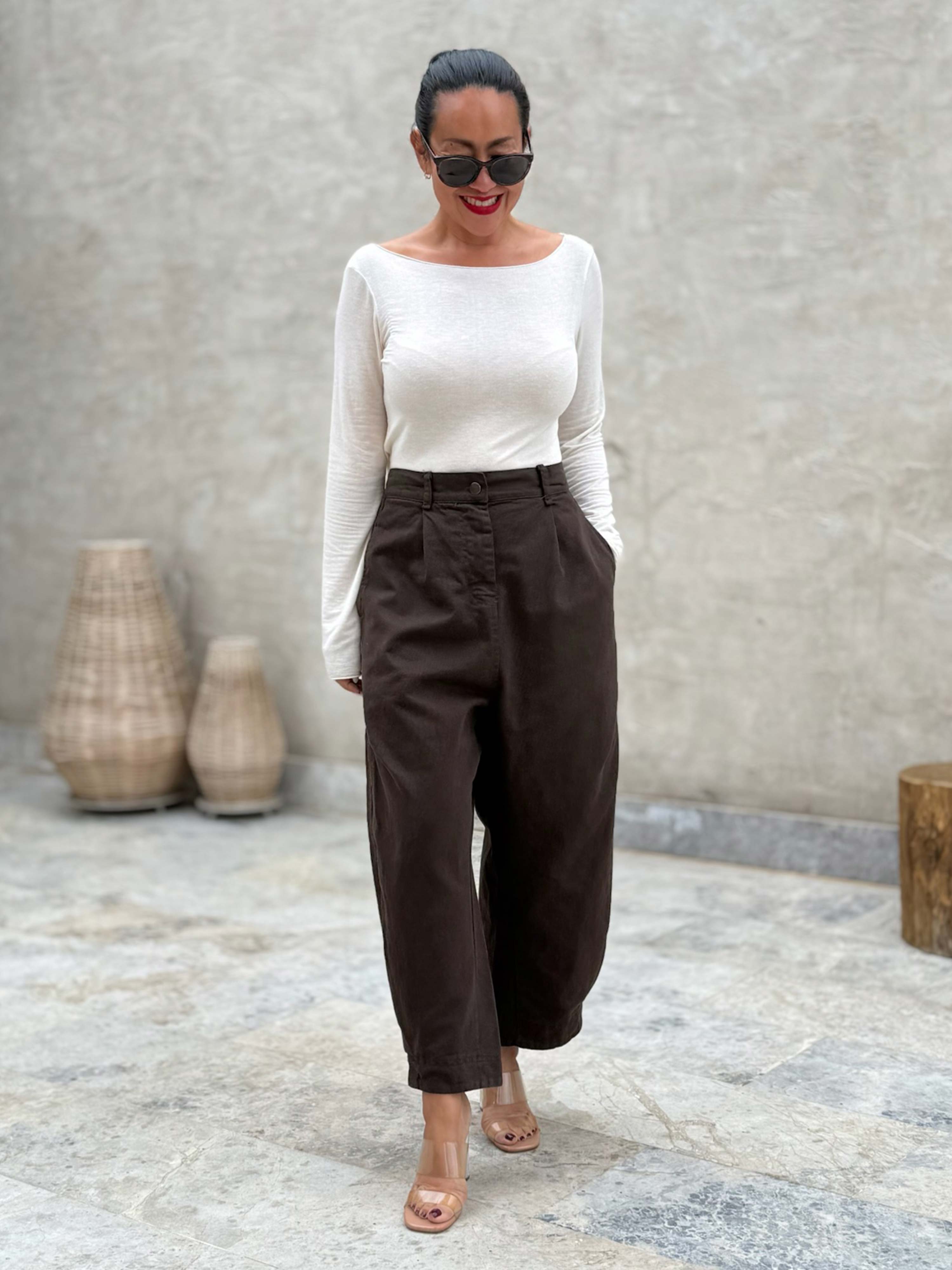 Balloon Jeans Hose - Schoko - L