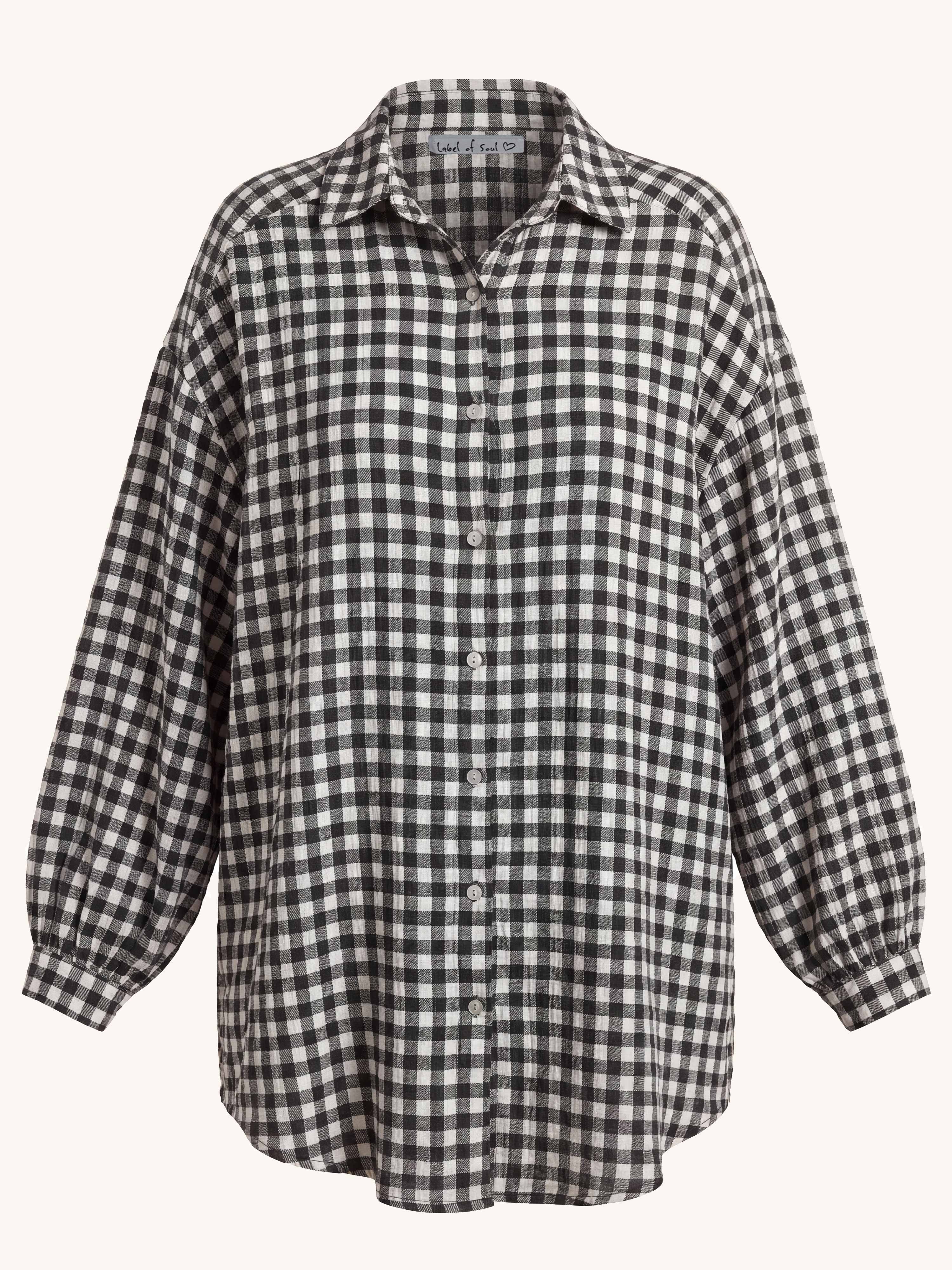 Musselin Long Oversize Bluse - Must Have - KARO - Schwarz