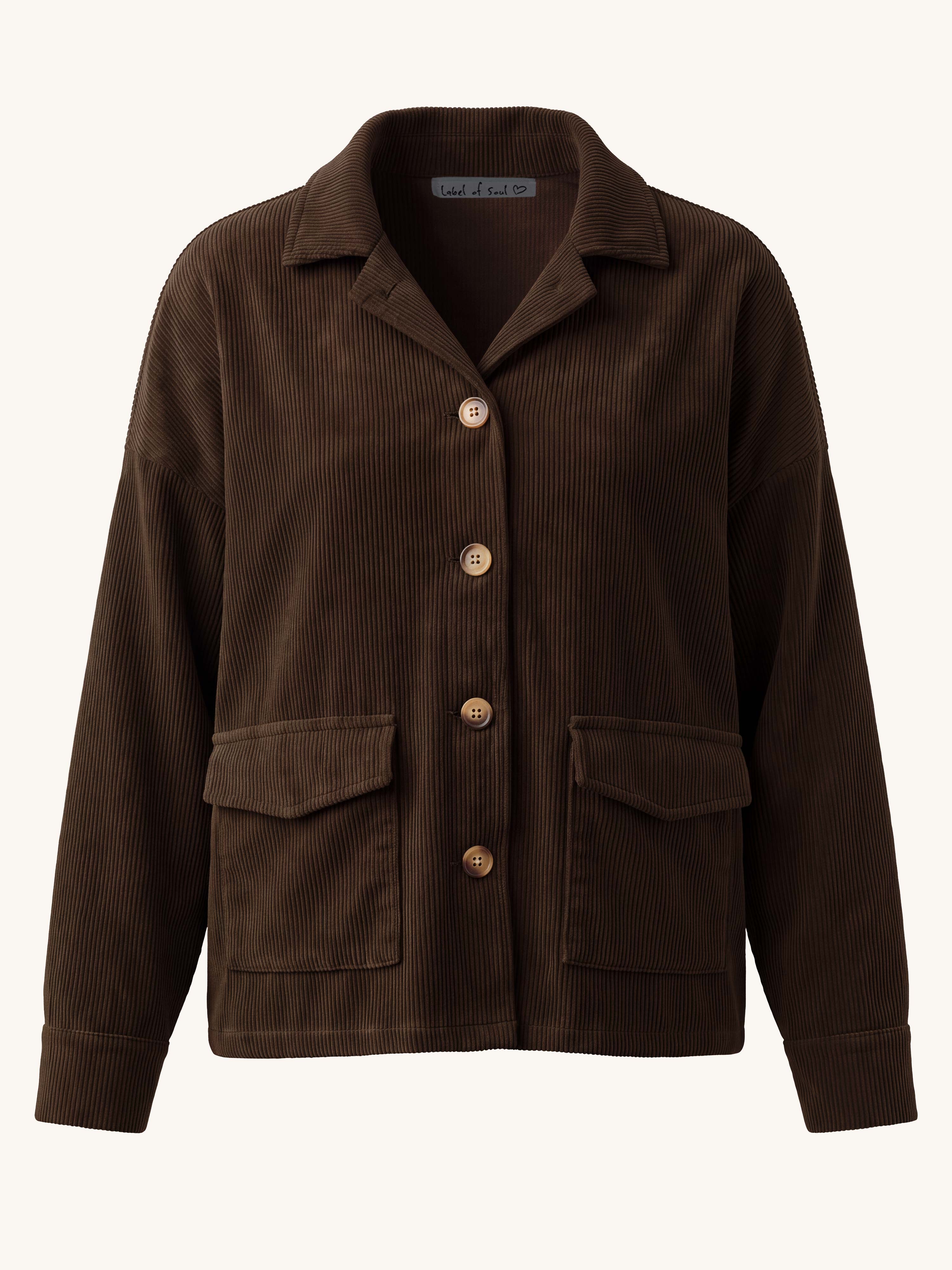 Cord Overshirt Jacke - Schoko