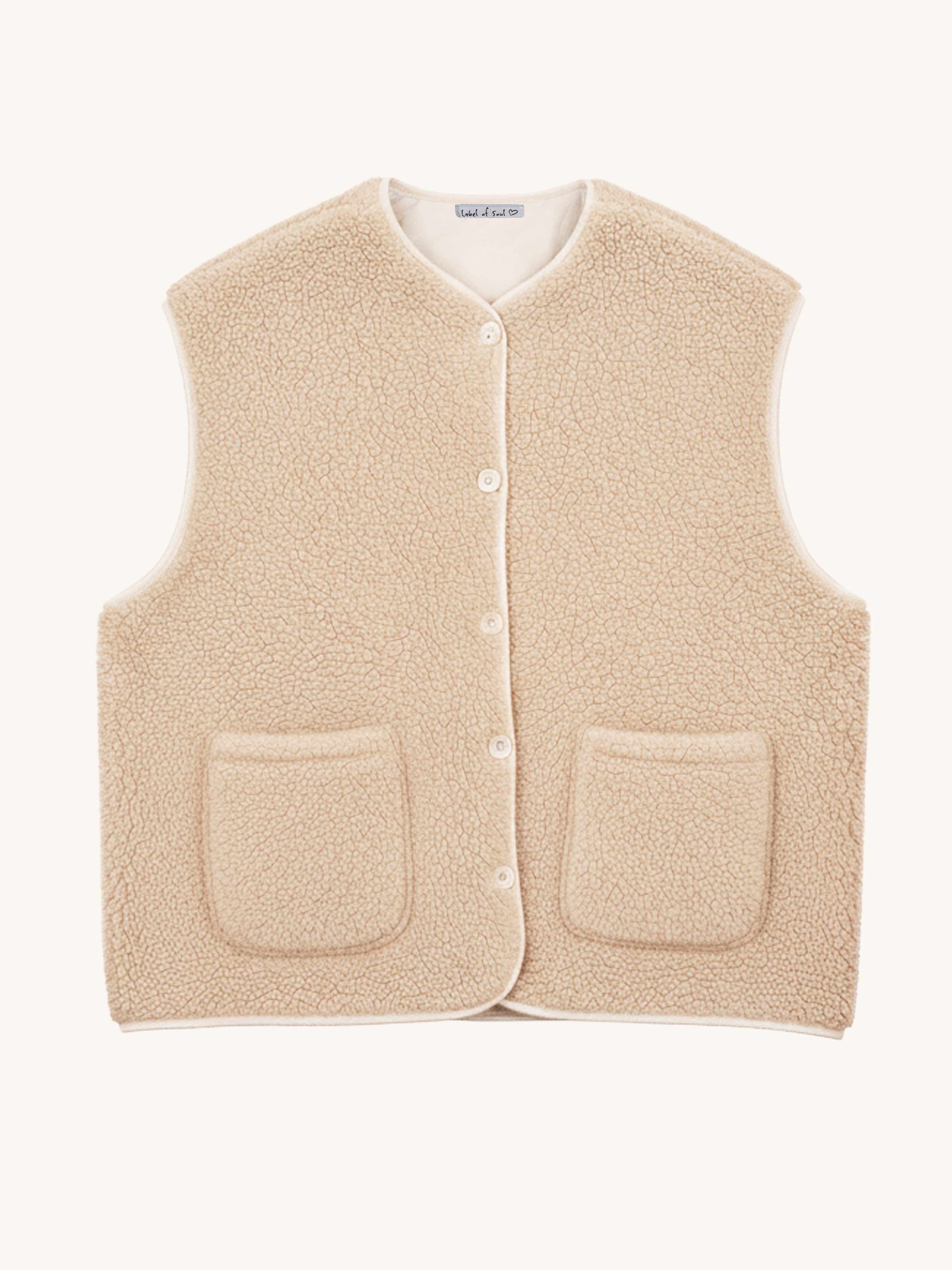 Oversize Teddylook Weste - ALMA - Oatmeal