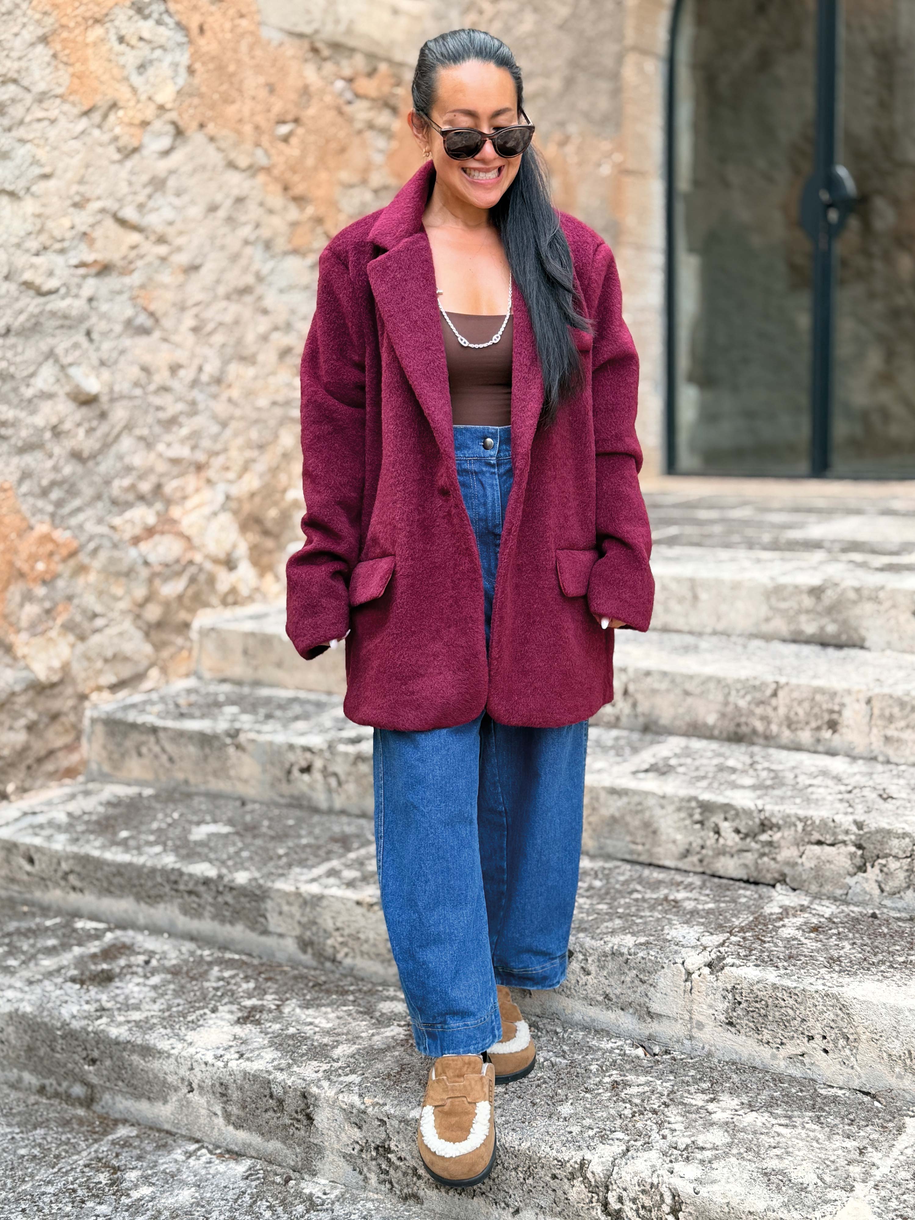Oversize Blazer Jacke - SIGNATURE - Burgundy