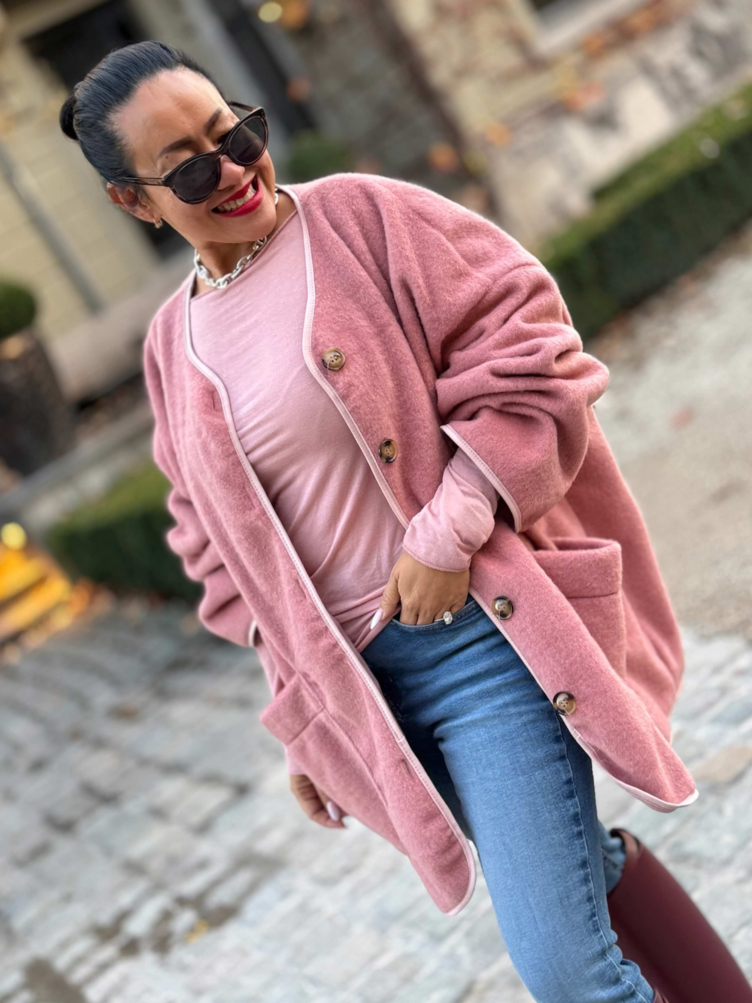 Oversize Jacke Button - SIGNATURE - Blush