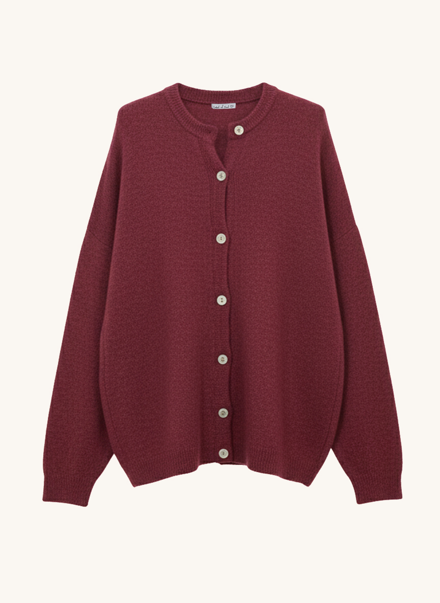 Strickjacke mit Alpakawollanteil - Burgundy
