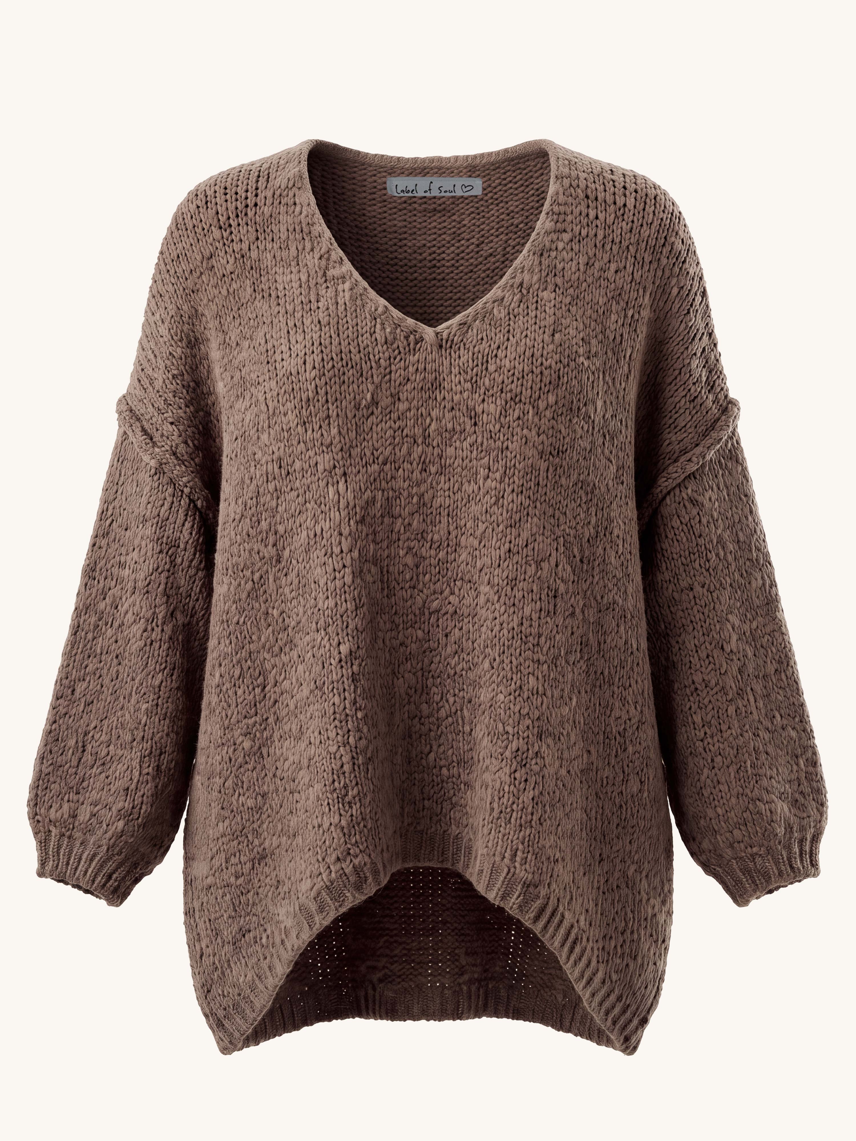 Oversize Vokuhila Strickpullover - FLAUSCHI - Fango