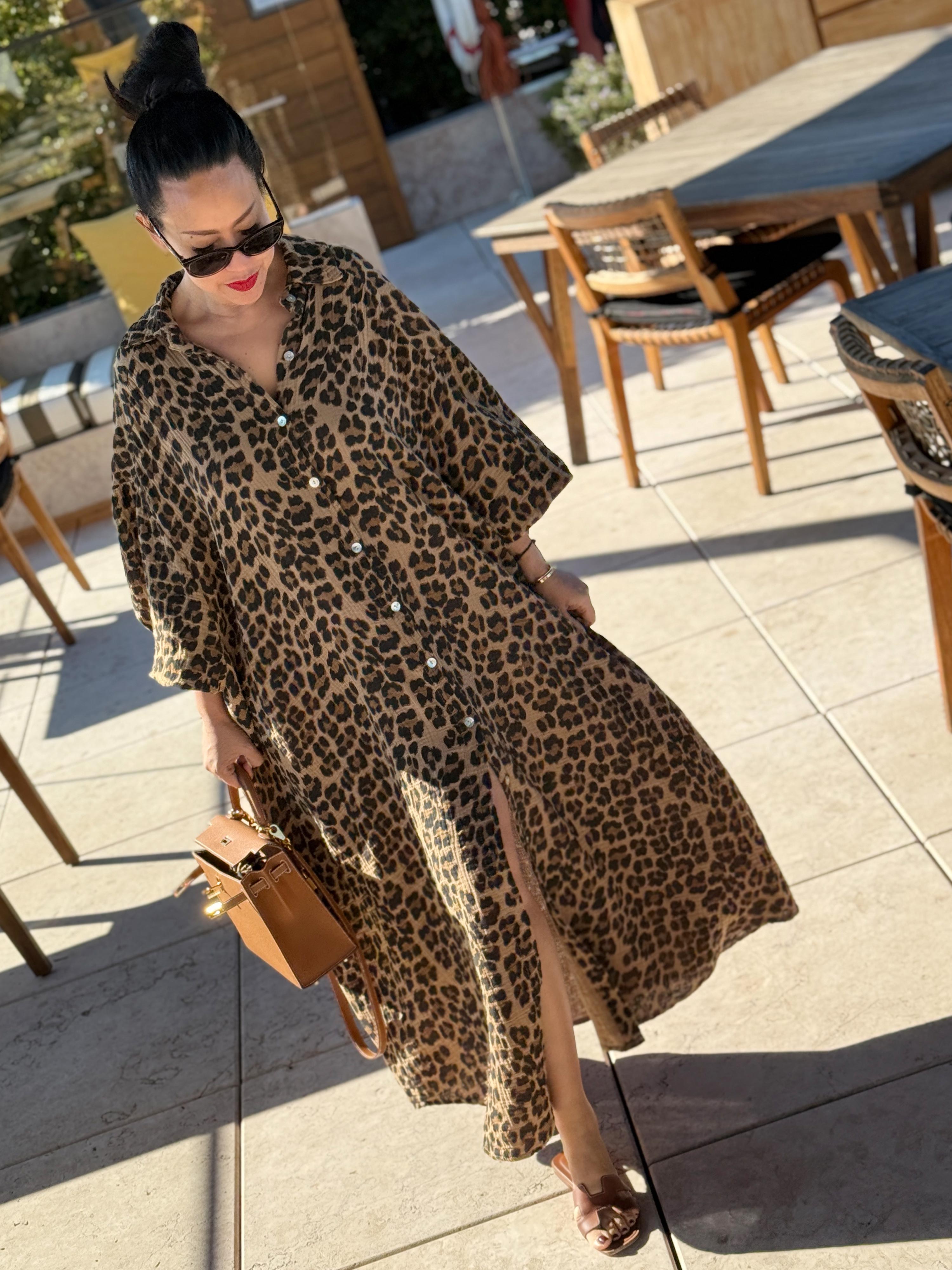 Musselin Oversize Blusenkleid - SEVILLA - Leo Camel