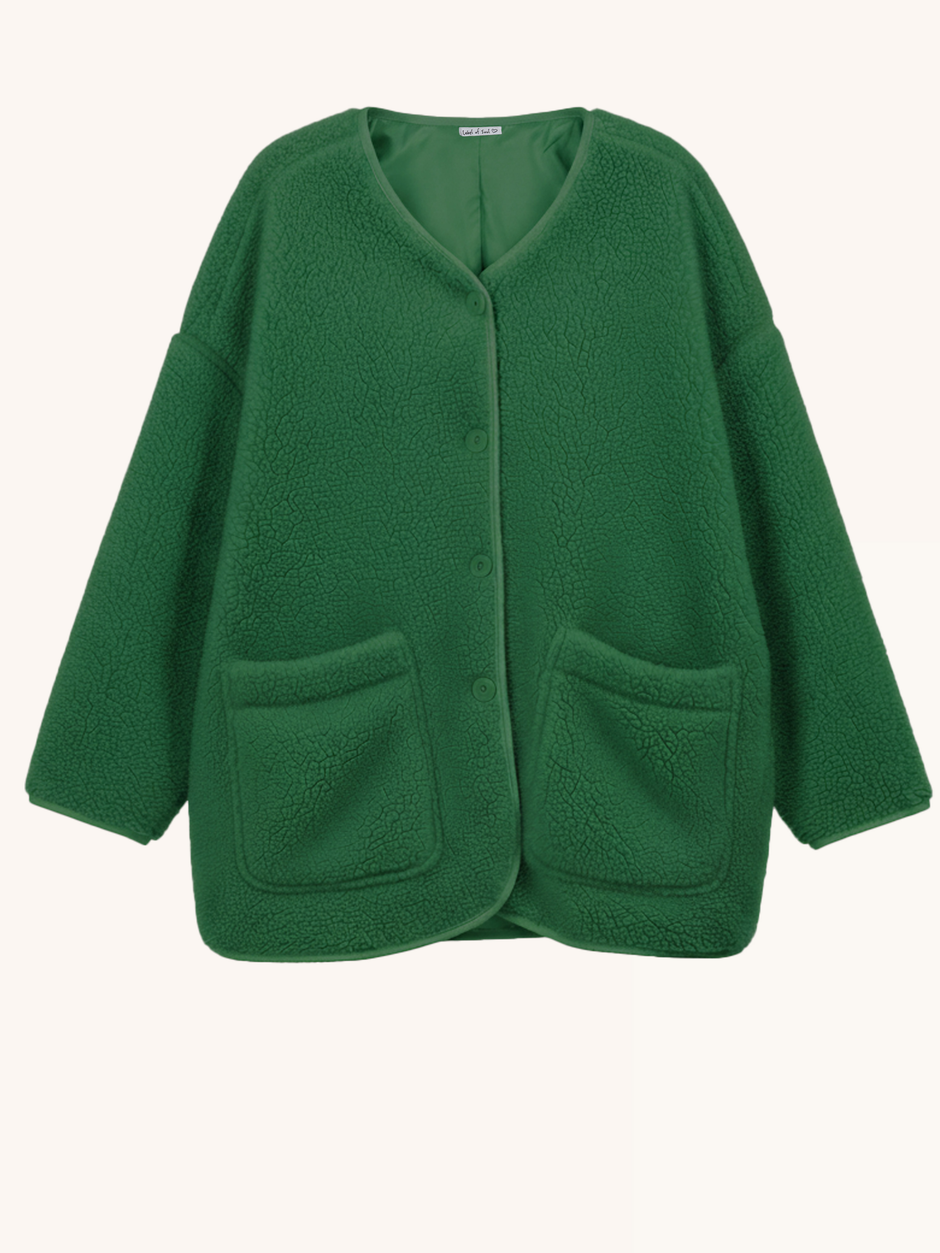 Teddylook Oversize Jacke - ICON - Grün