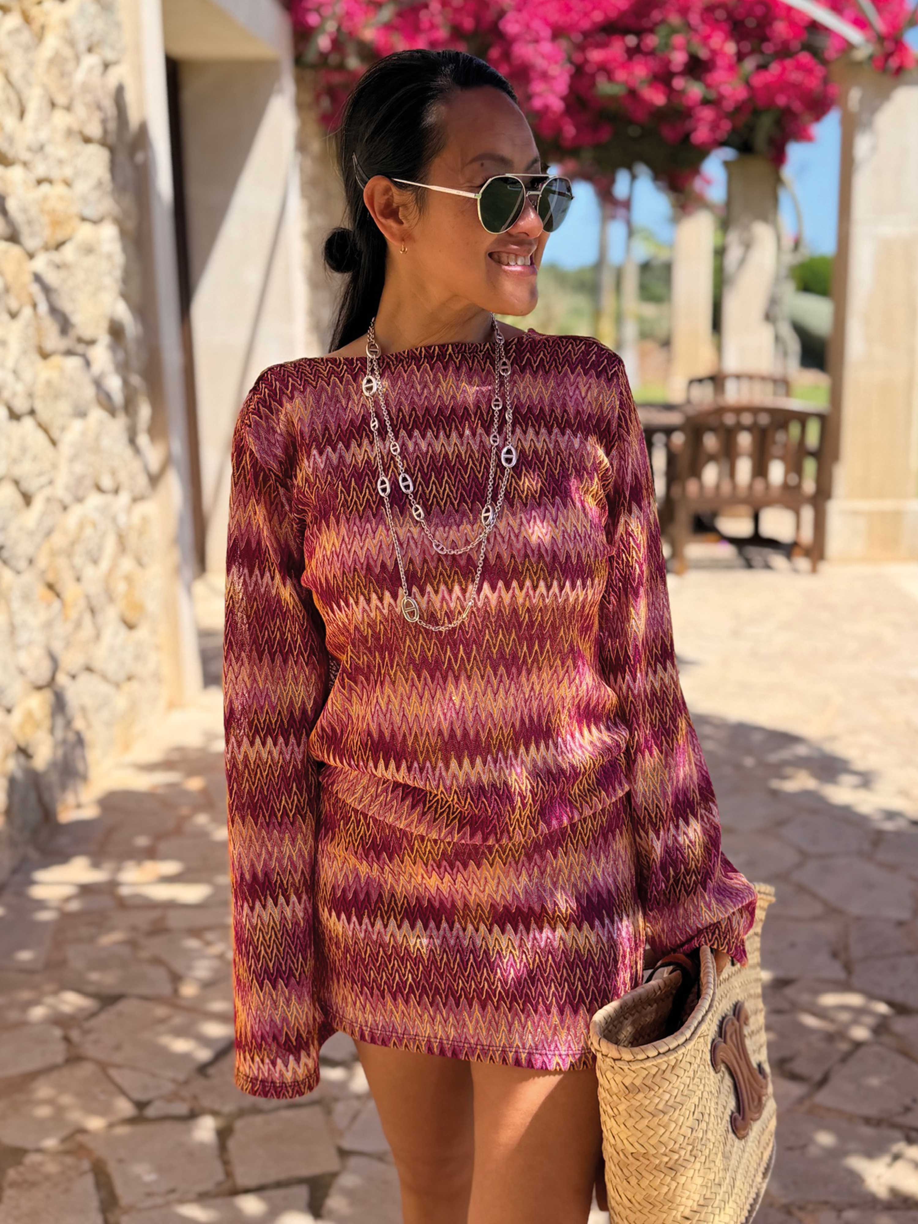 Bluse mit Wasserfallausschnitt - IBIZA BREEZE - Velvet Sunset