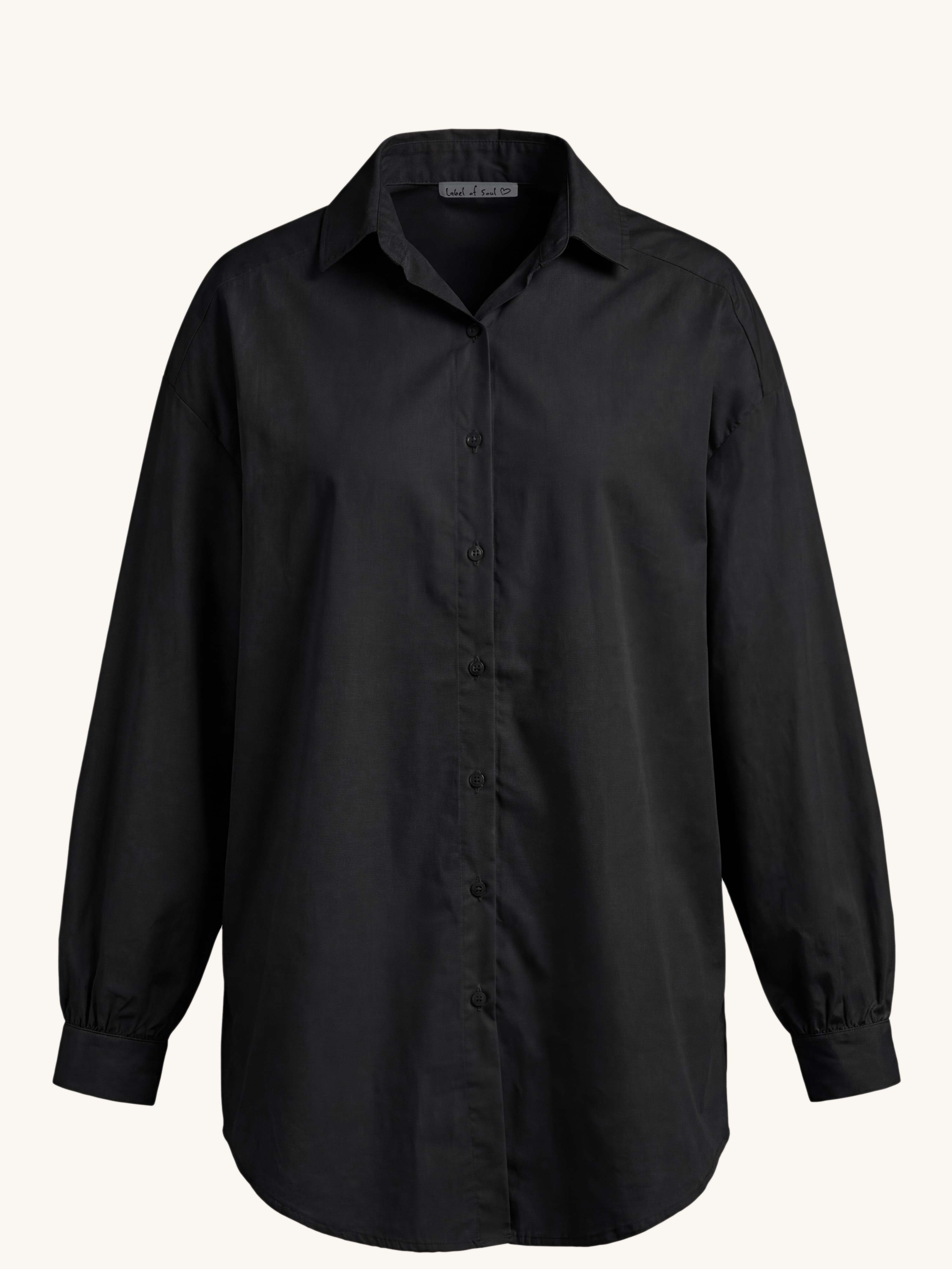 Cotton Long Oversize Hemdbluse - Schwarz