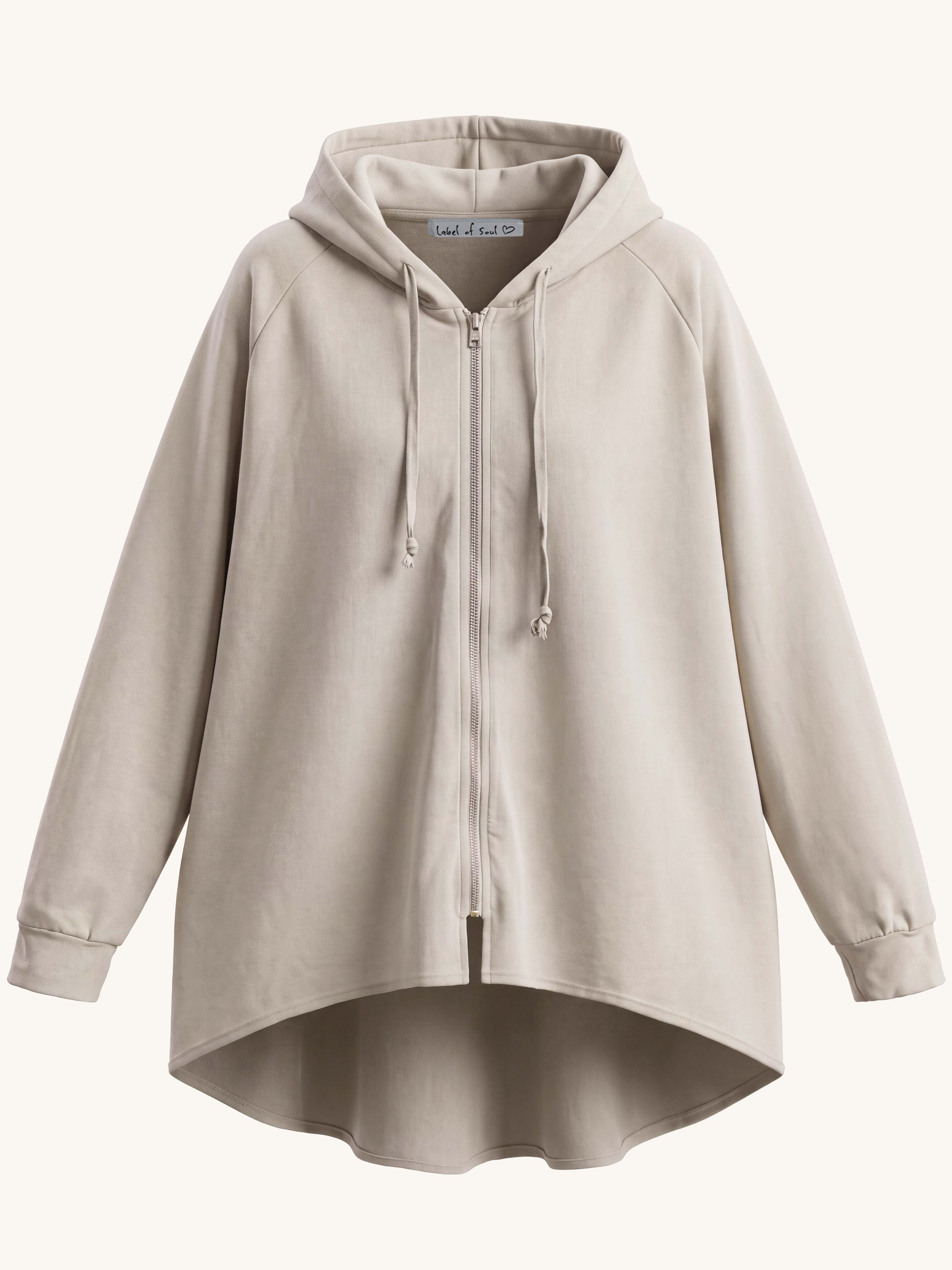 Oversize Vokuhila Sweatjacke - Beige