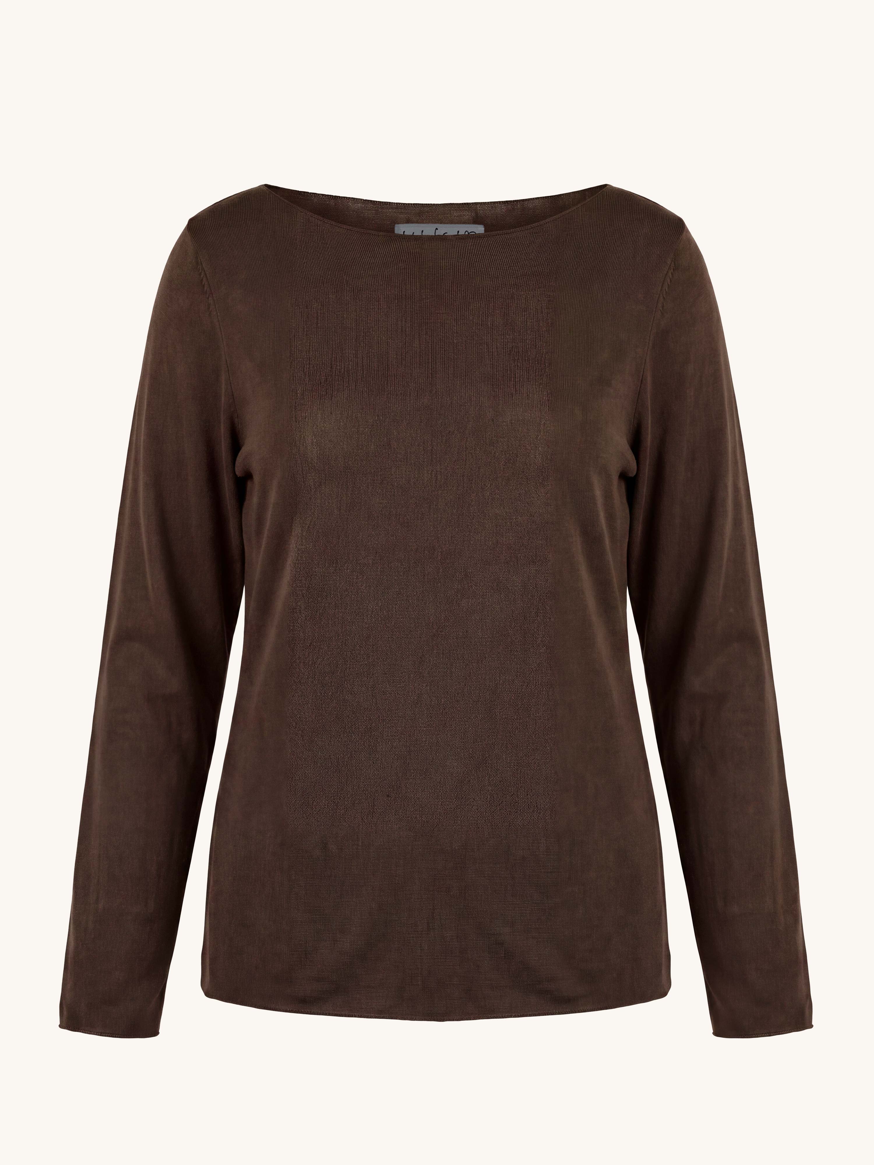 Soft Langarmshirt mit Kaschmiranteil - CURVY - Schoko