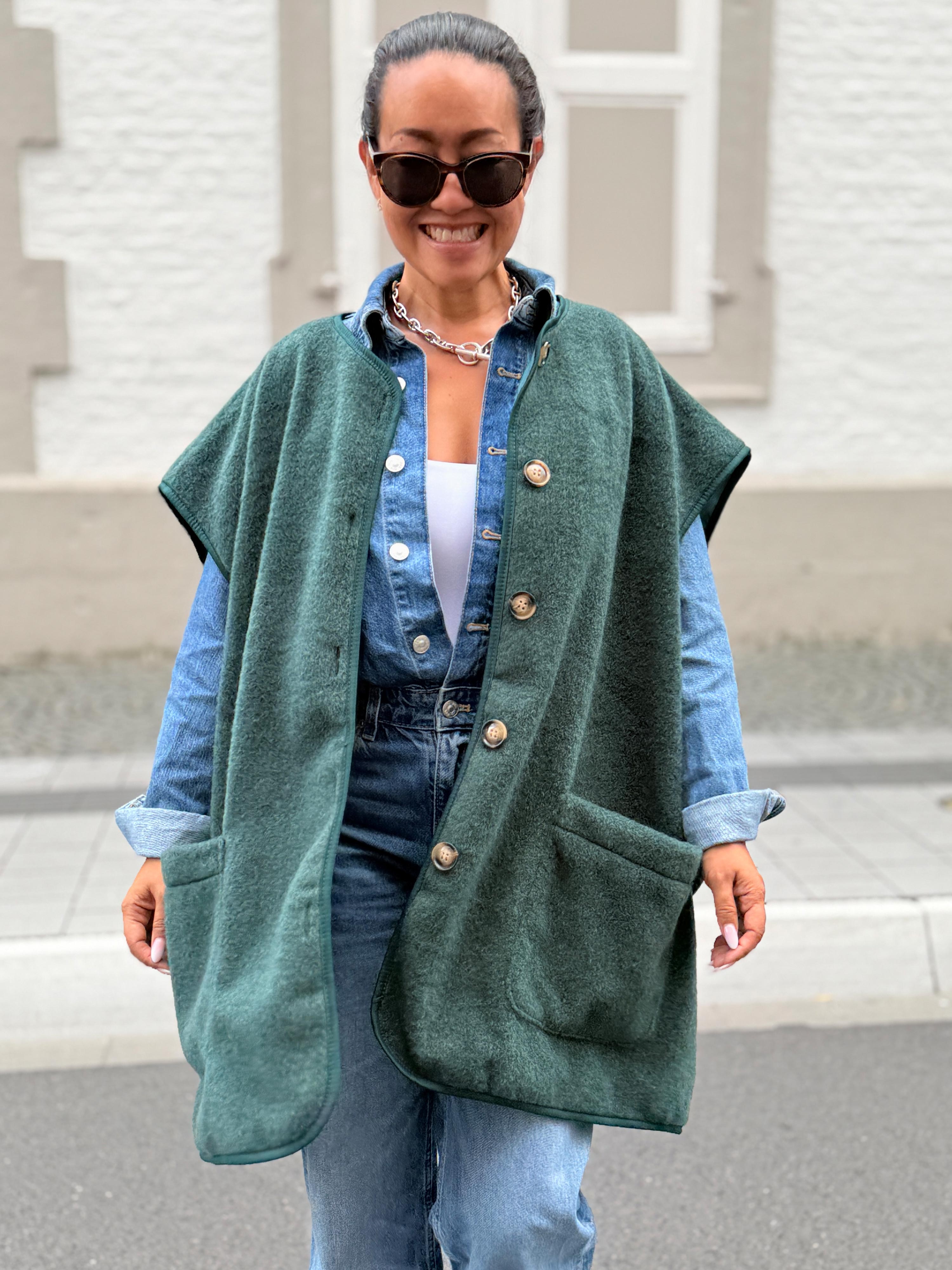 Oversize Weste mit Taschen - SIGNATURE - Emerald