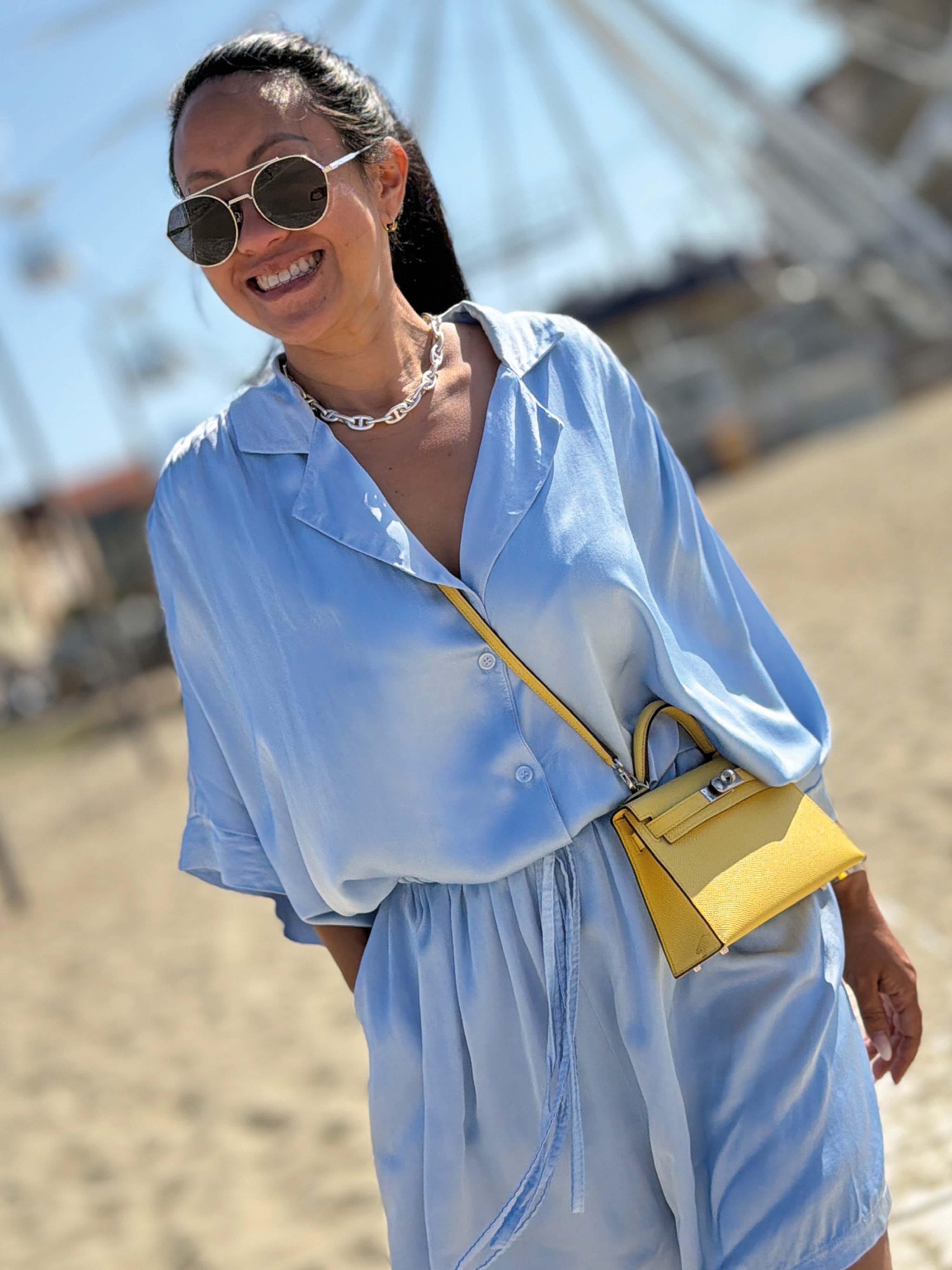 Viskose Oversize Hemdbluse - ELEGANCE - Babyblau