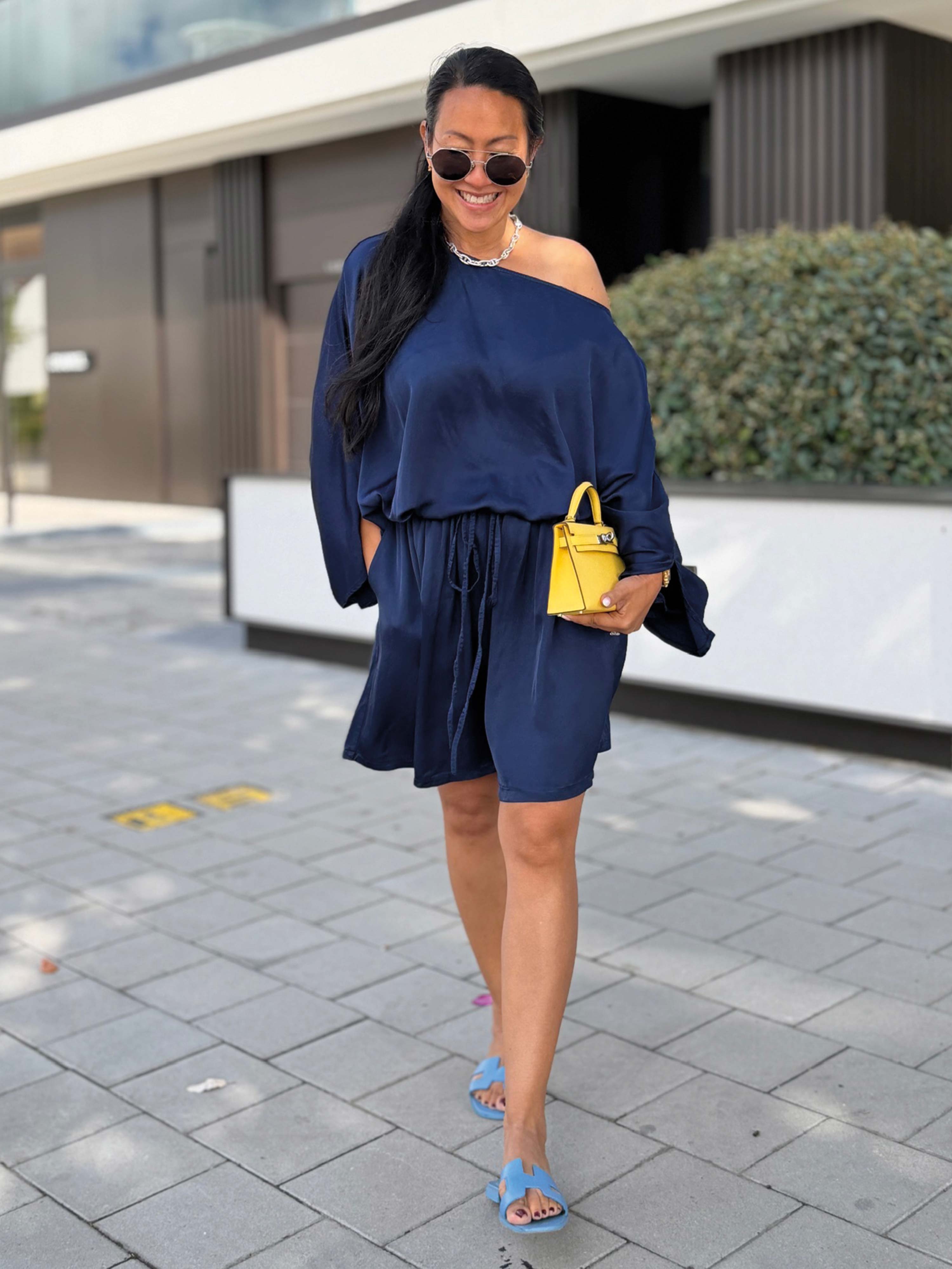 Viskose Bermuda Shorts - ELEGANCE - Navy