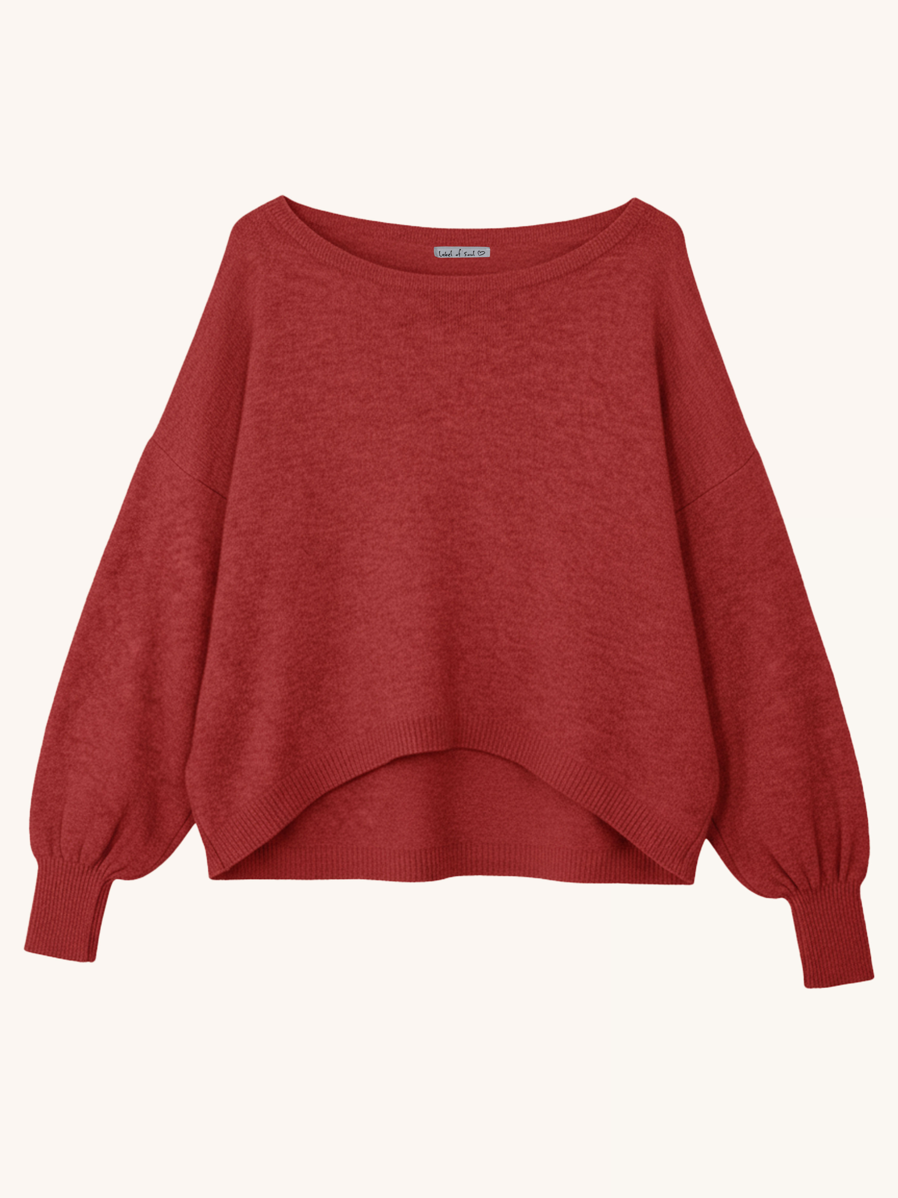 Cropped Viskose Pullover mit Rundhalsausschnitt - Bordeaux